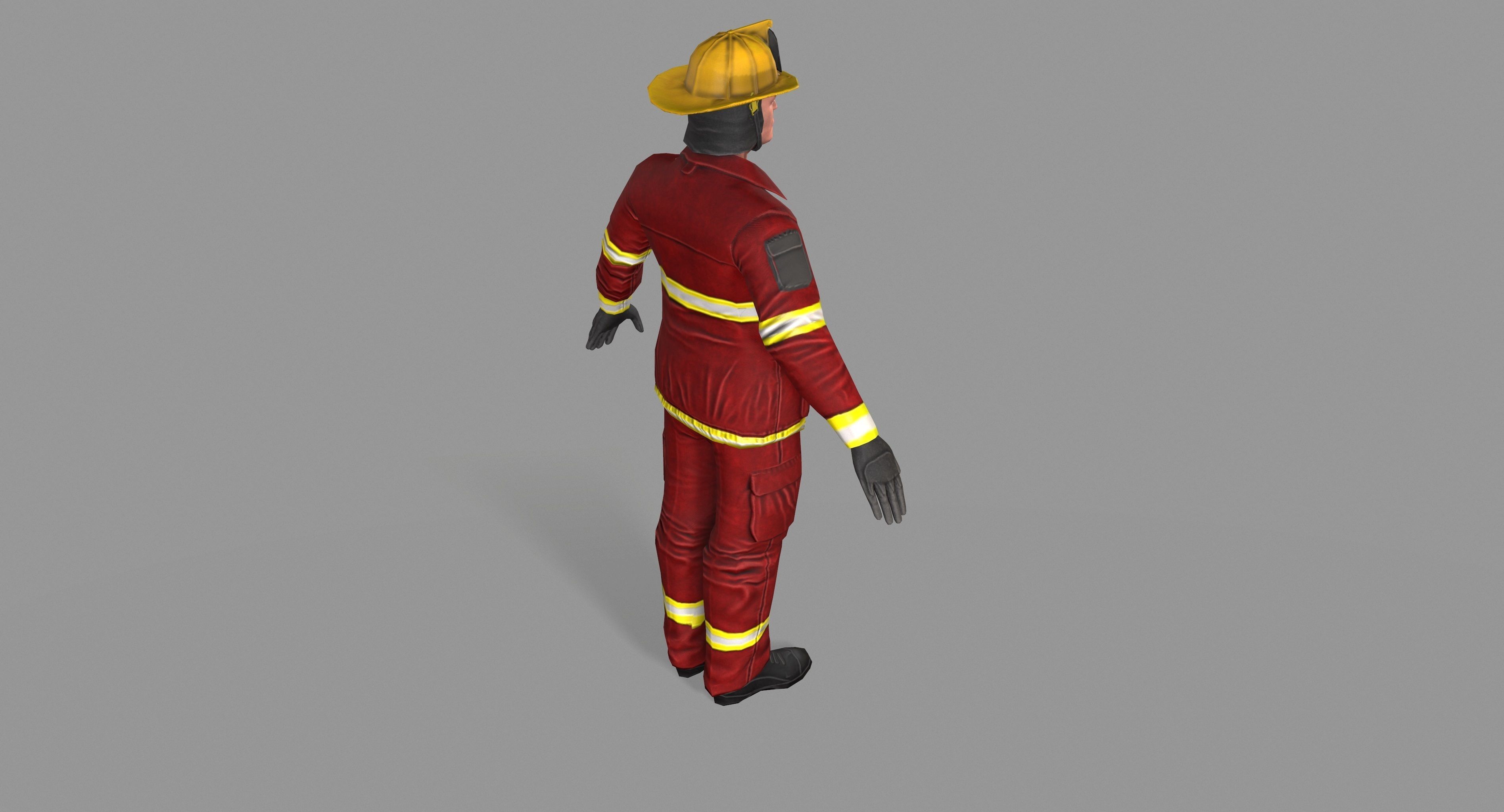 Fireman firefighter Low-poly 3D model_19