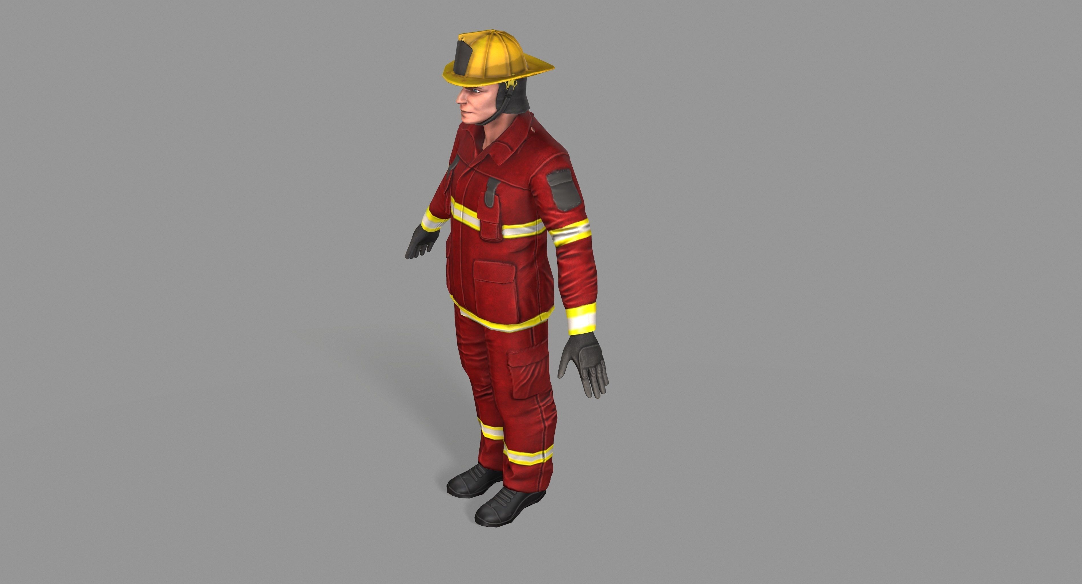 Fireman firefighter Low-poly 3D model_26