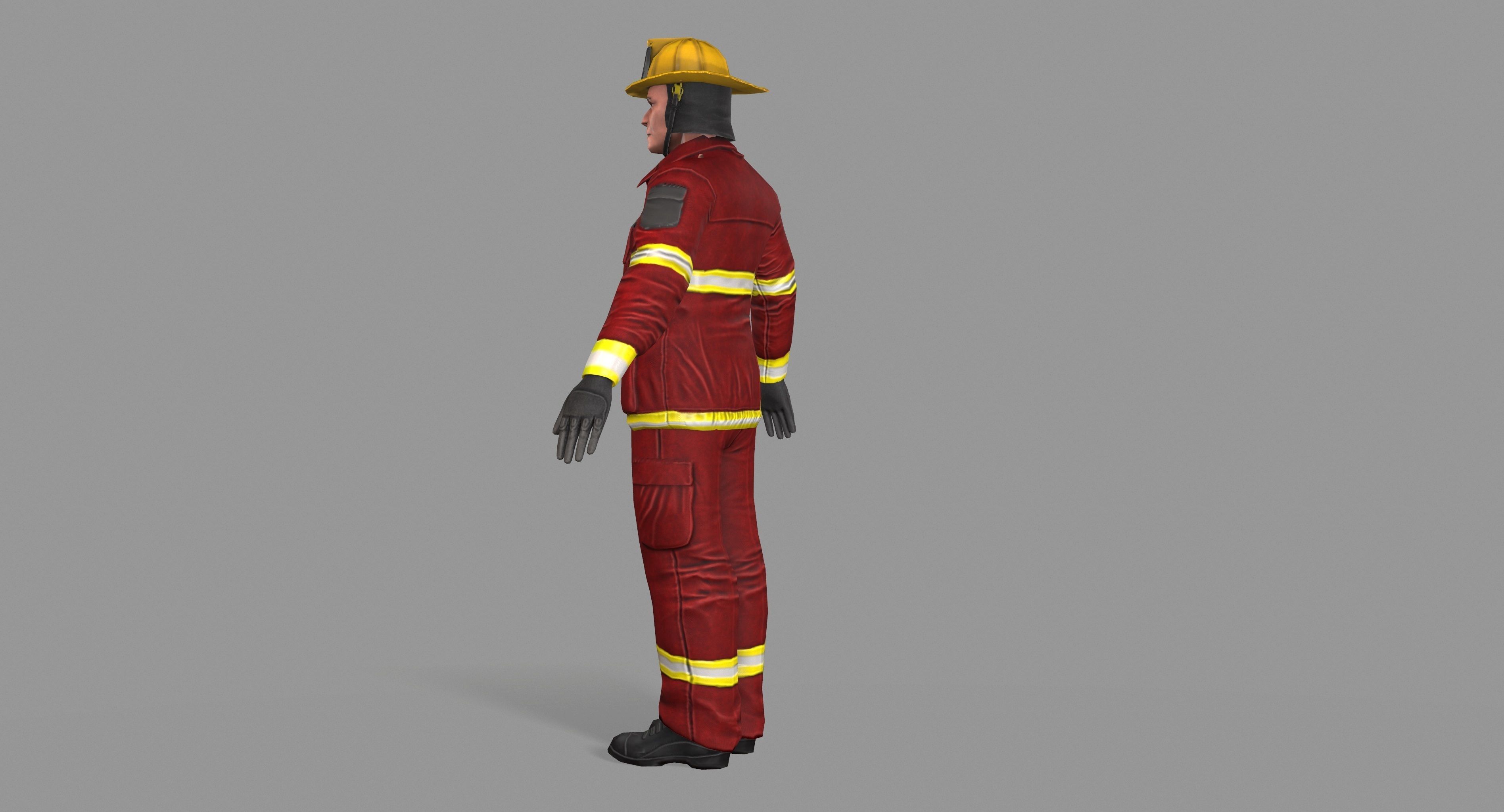 Fireman firefighter Low-poly 3D model_11