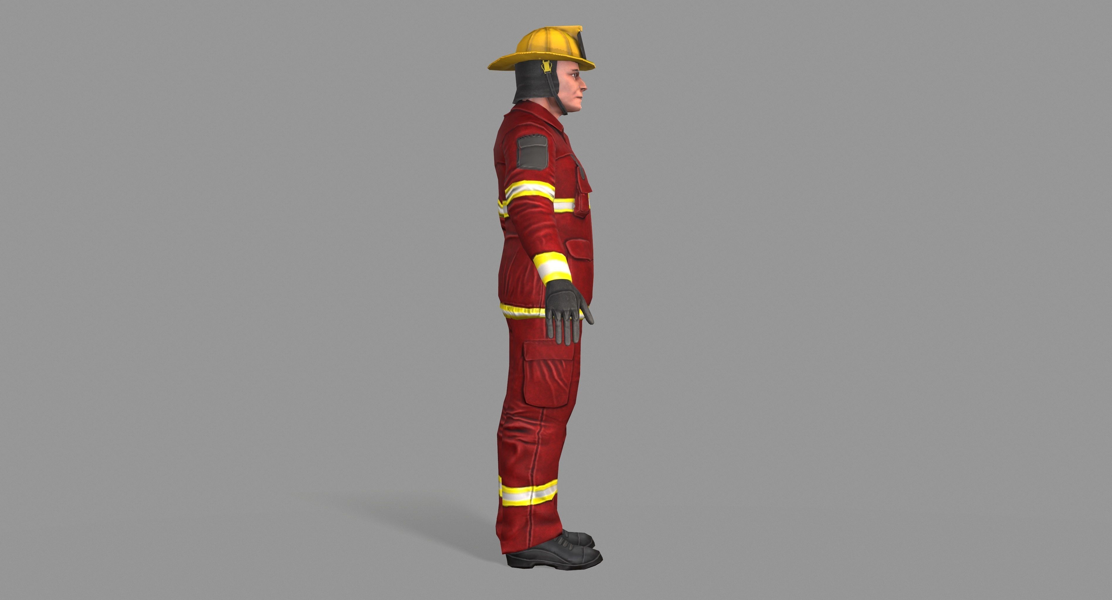 Fireman firefighter Low-poly 3D model_7