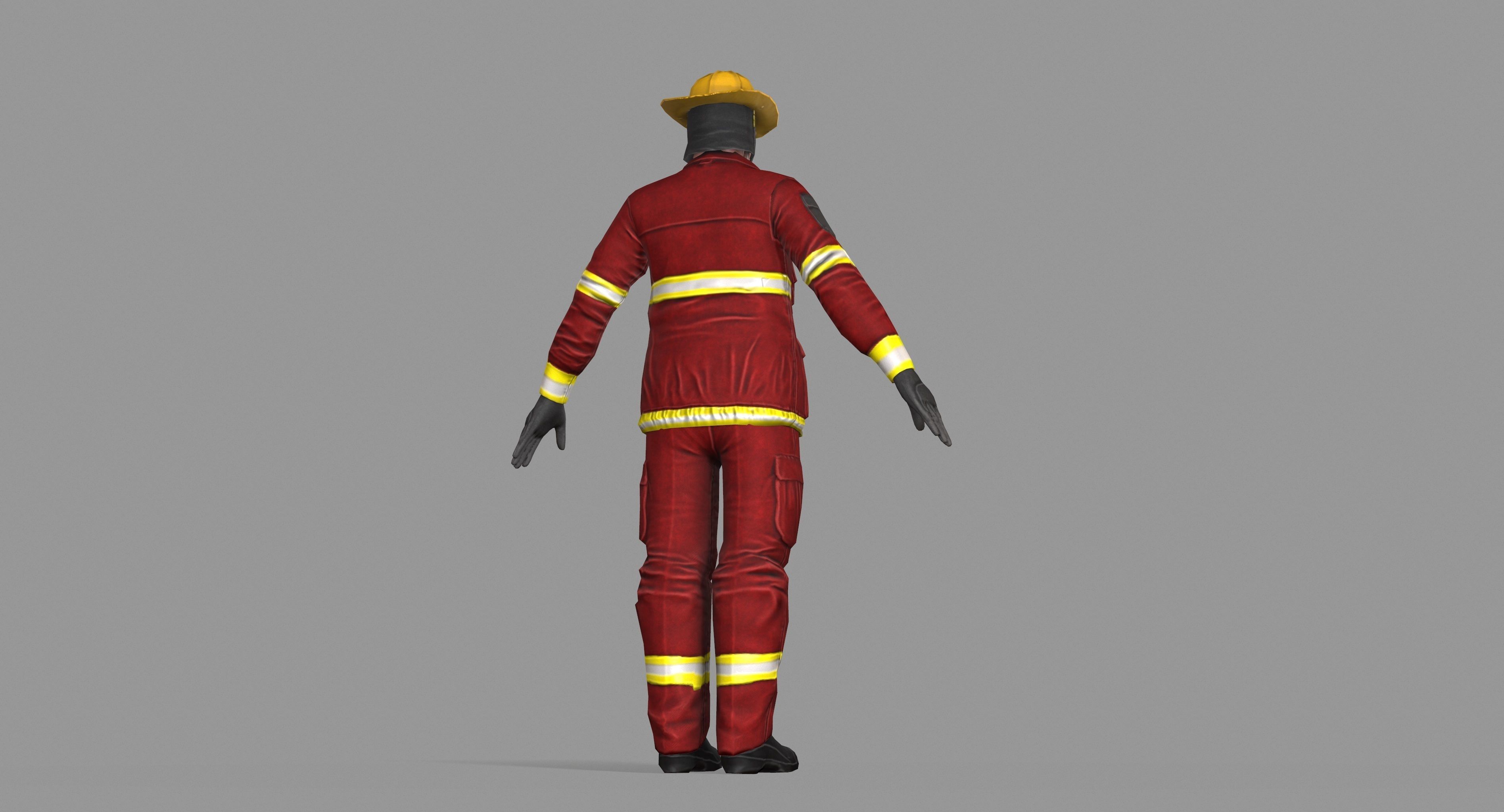 Fireman firefighter Low-poly 3D model_35