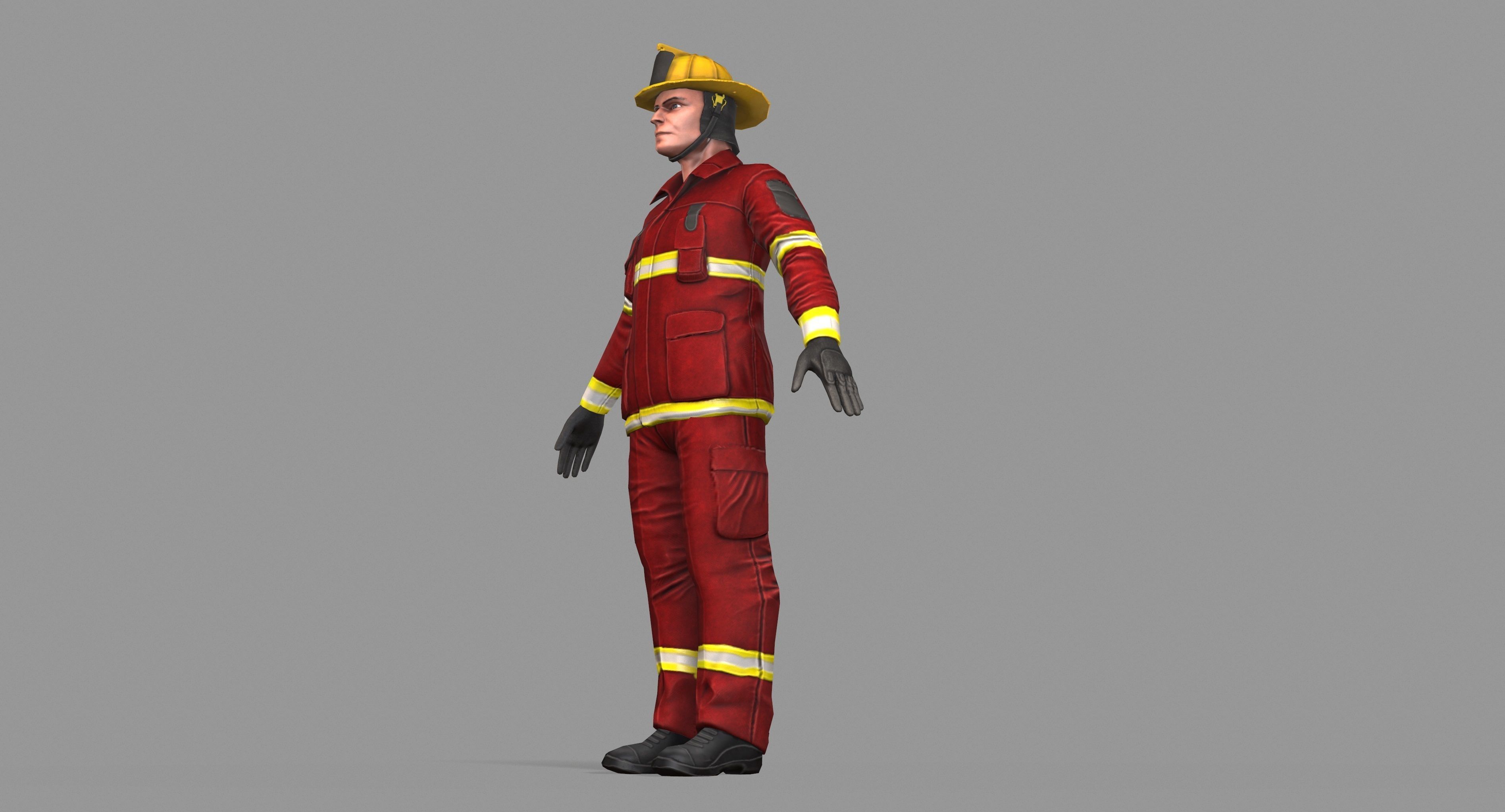 Fireman firefighter Low-poly 3D model_38