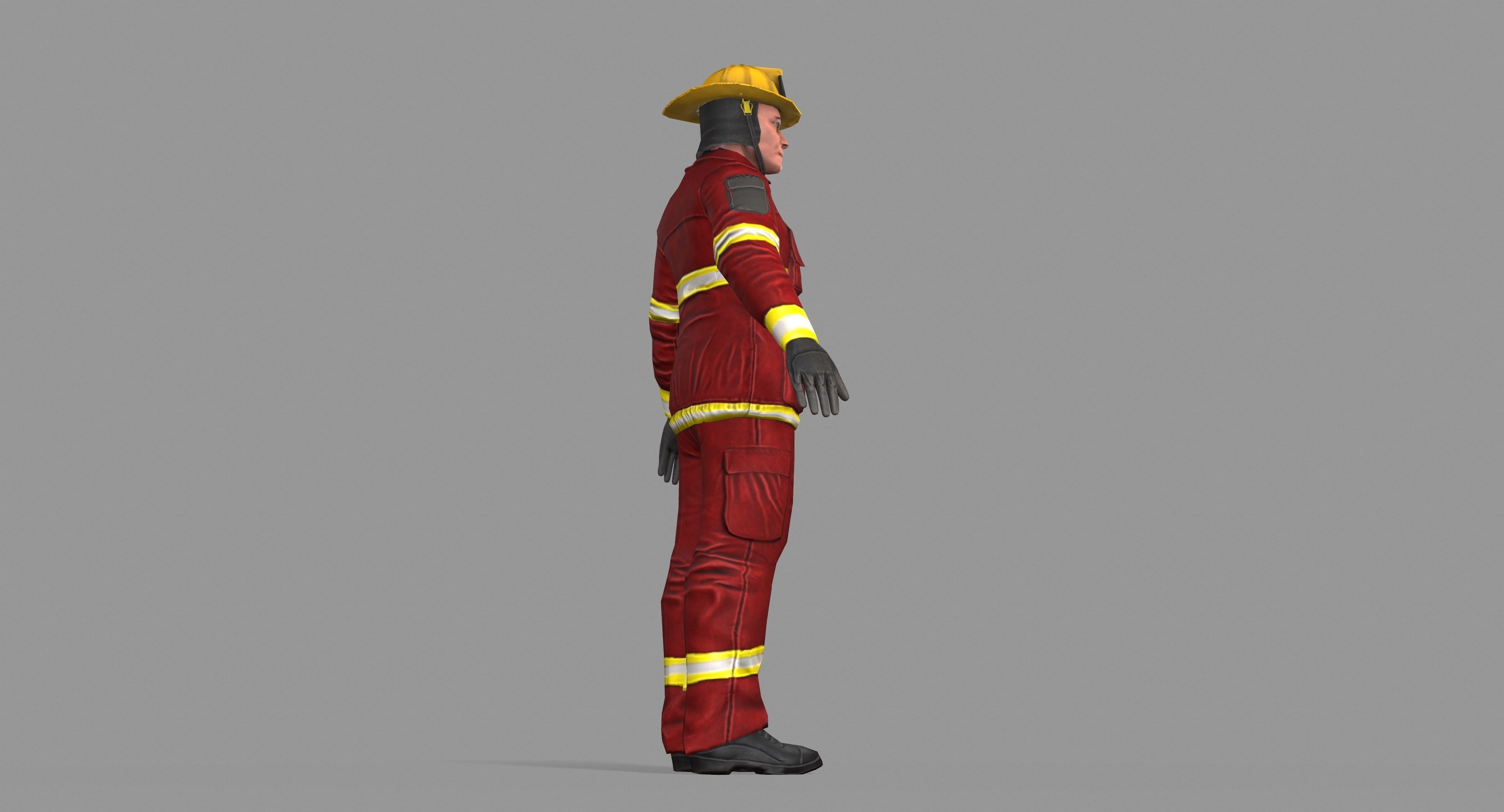 Fireman firefighter Low-poly 3D model_32