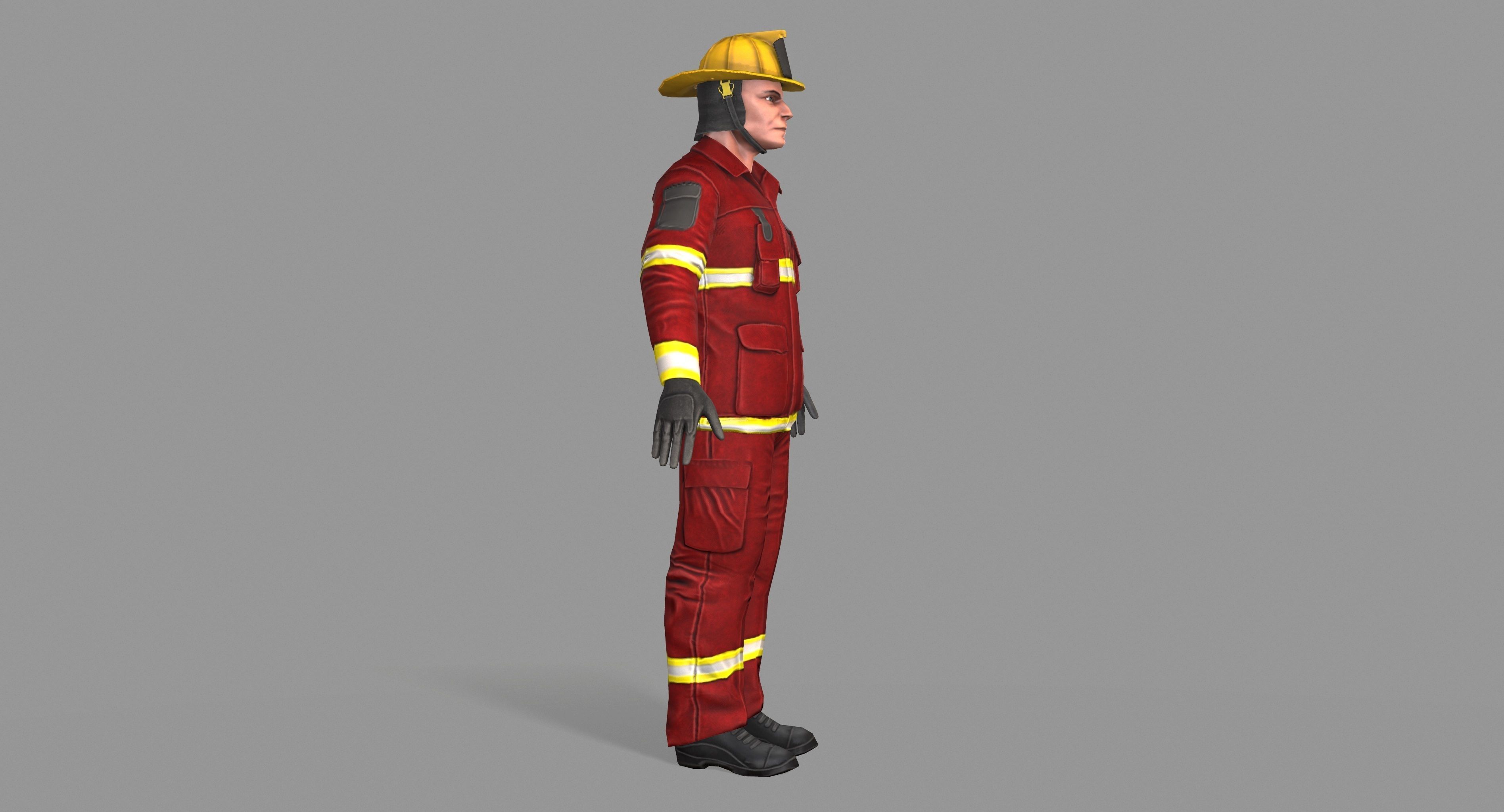 Fireman firefighter Low-poly 3D model_6