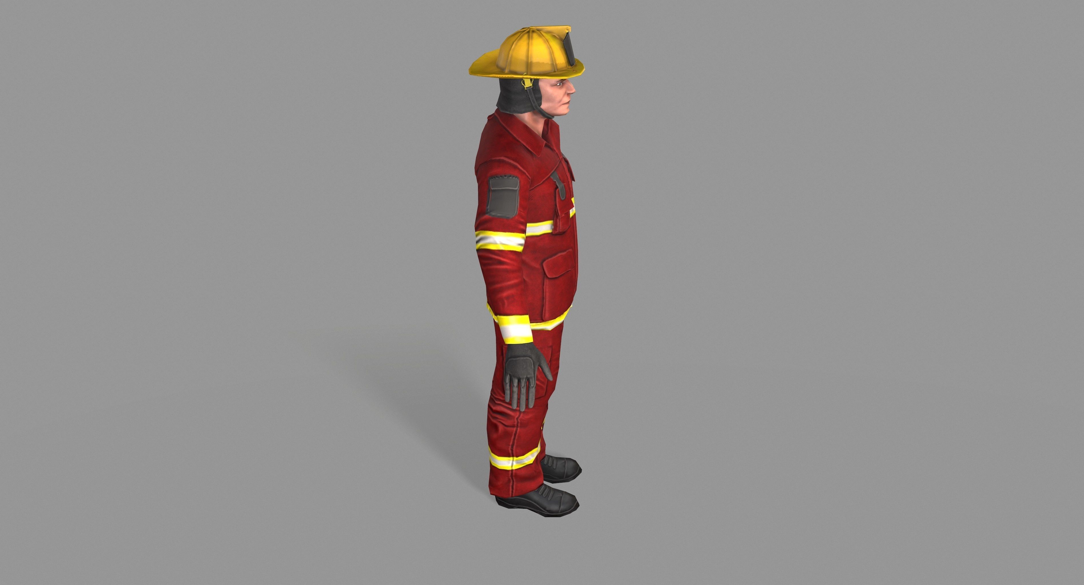 Fireman firefighter Low-poly 3D model_18