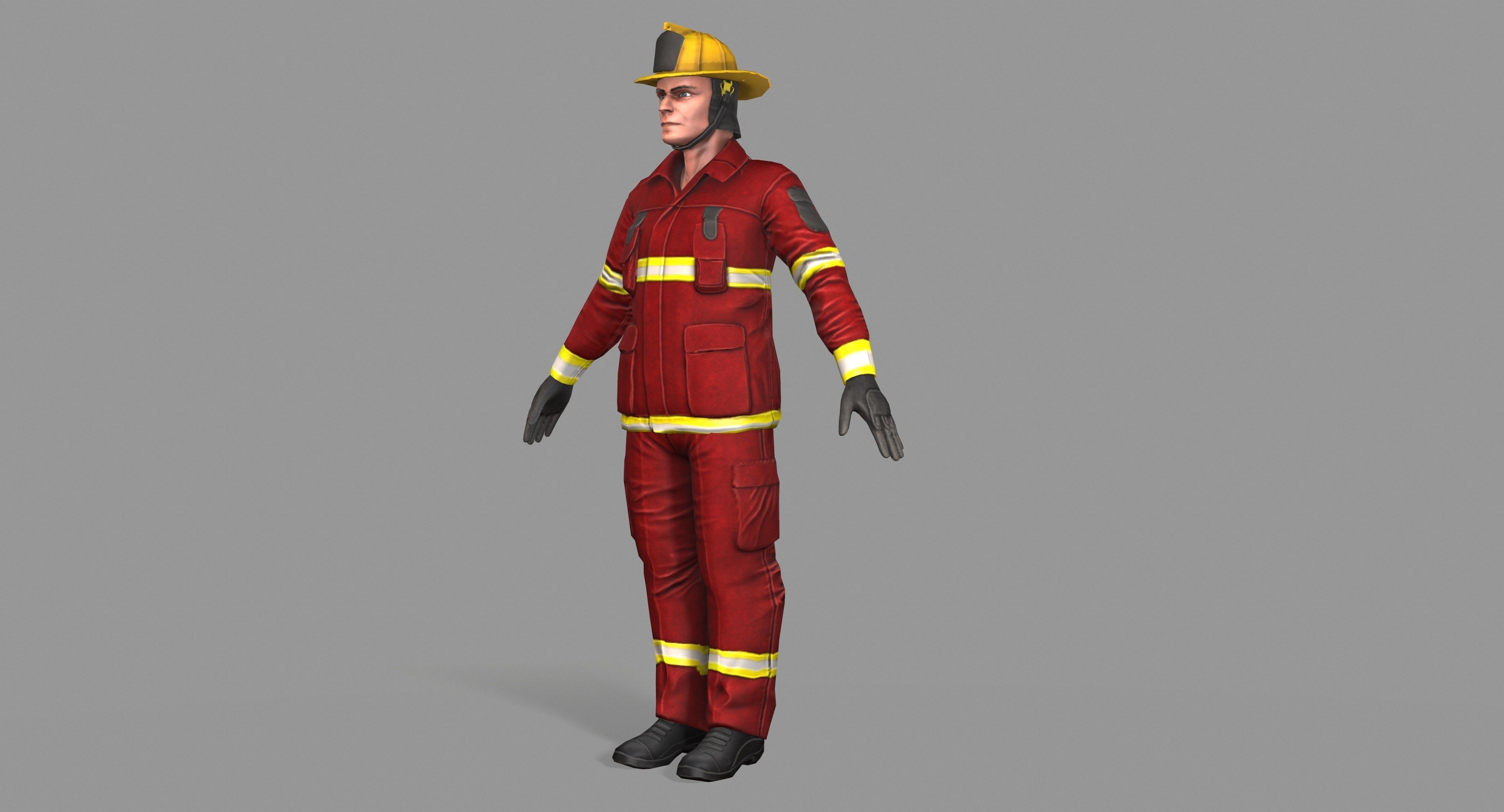 Fireman firefighter Low-poly 3D model_15