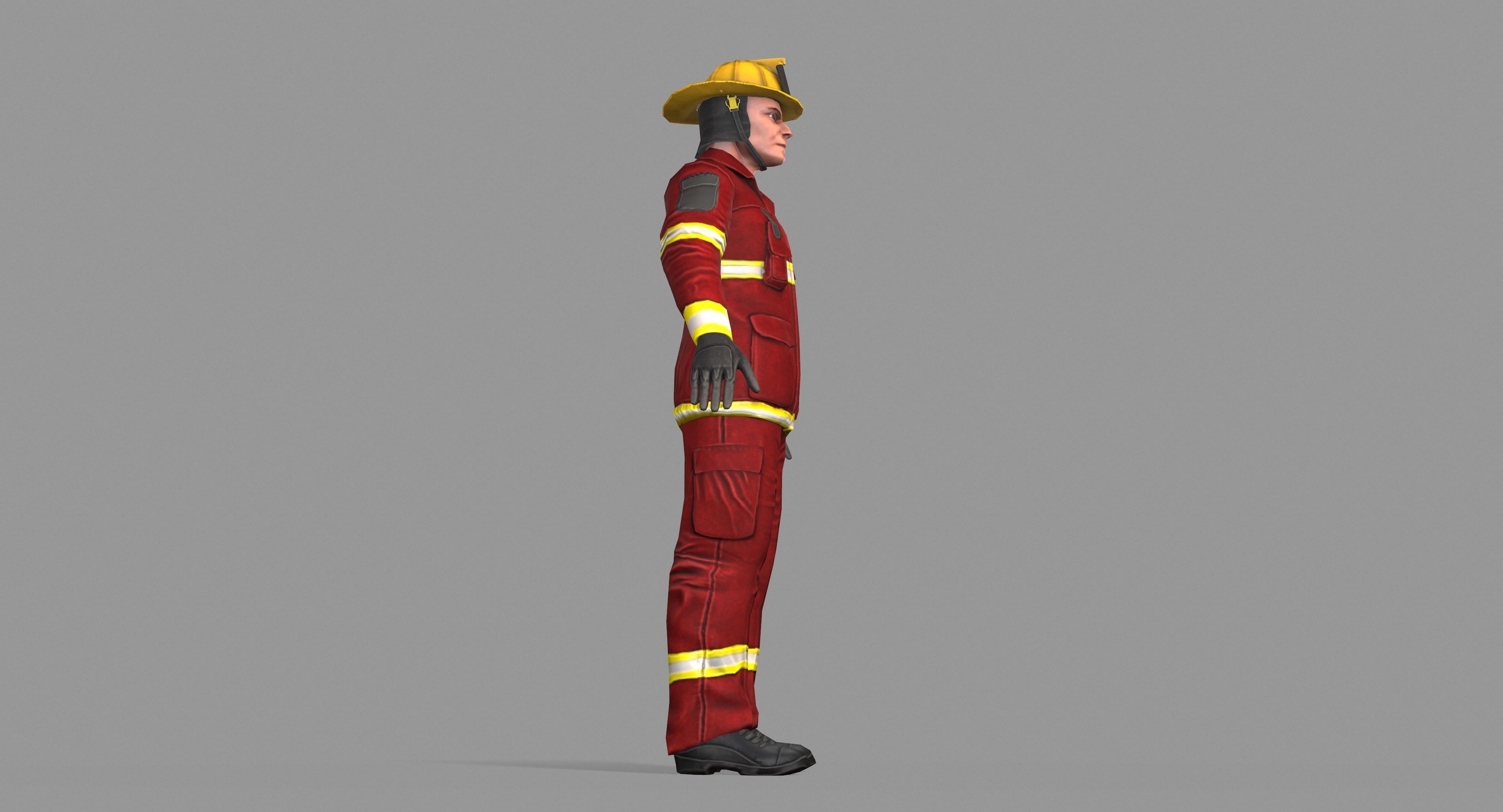 Fireman firefighter Low-poly 3D model_30