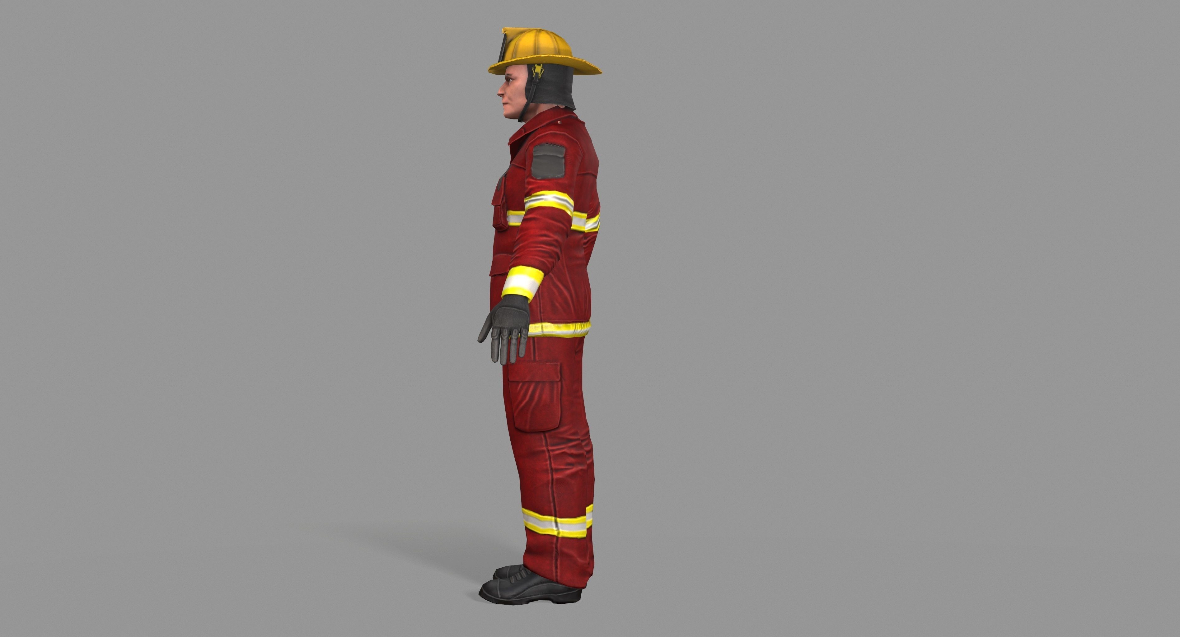 Fireman firefighter Low-poly 3D model_12