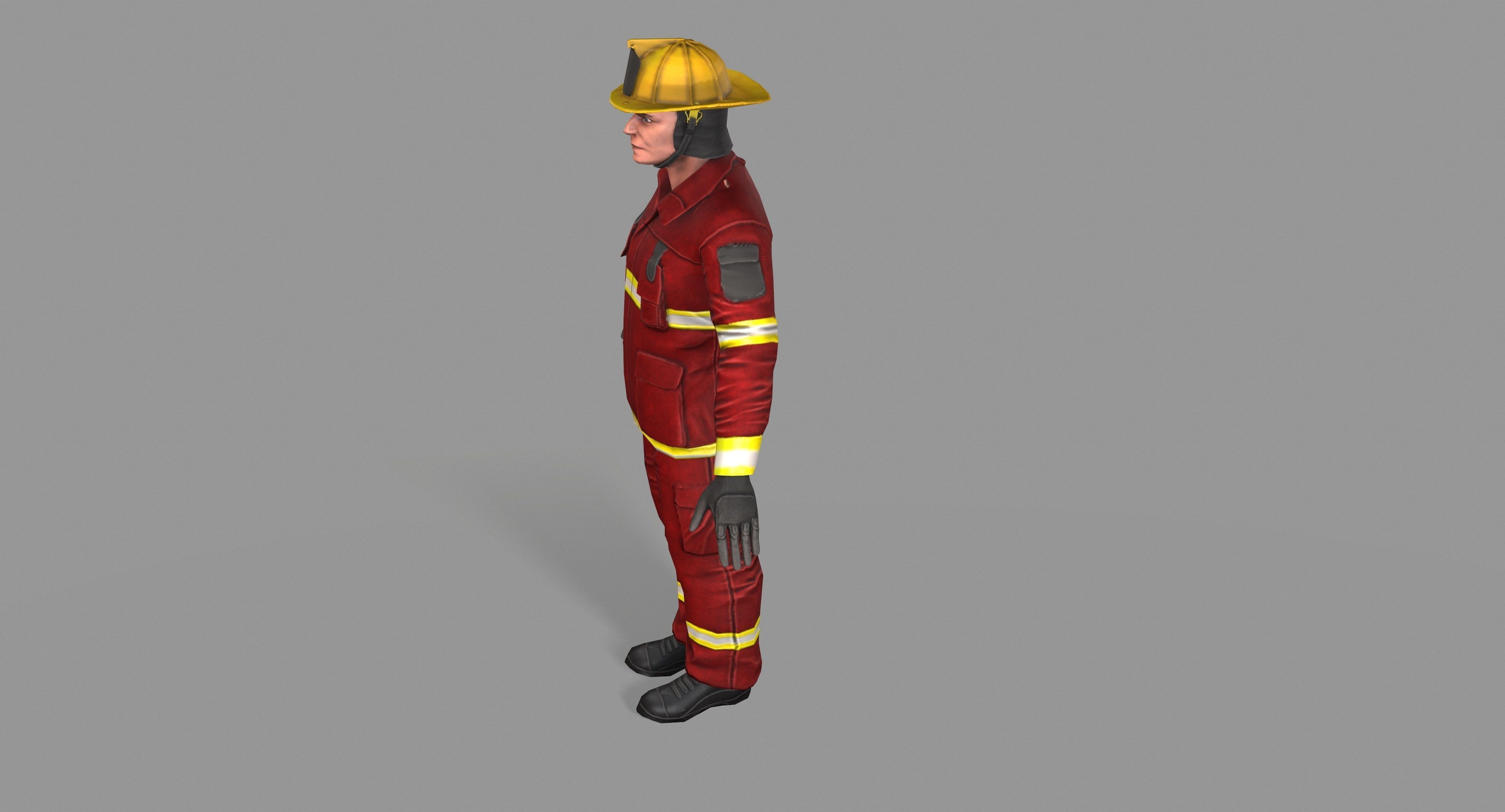Fireman firefighter Low-poly 3D model_25