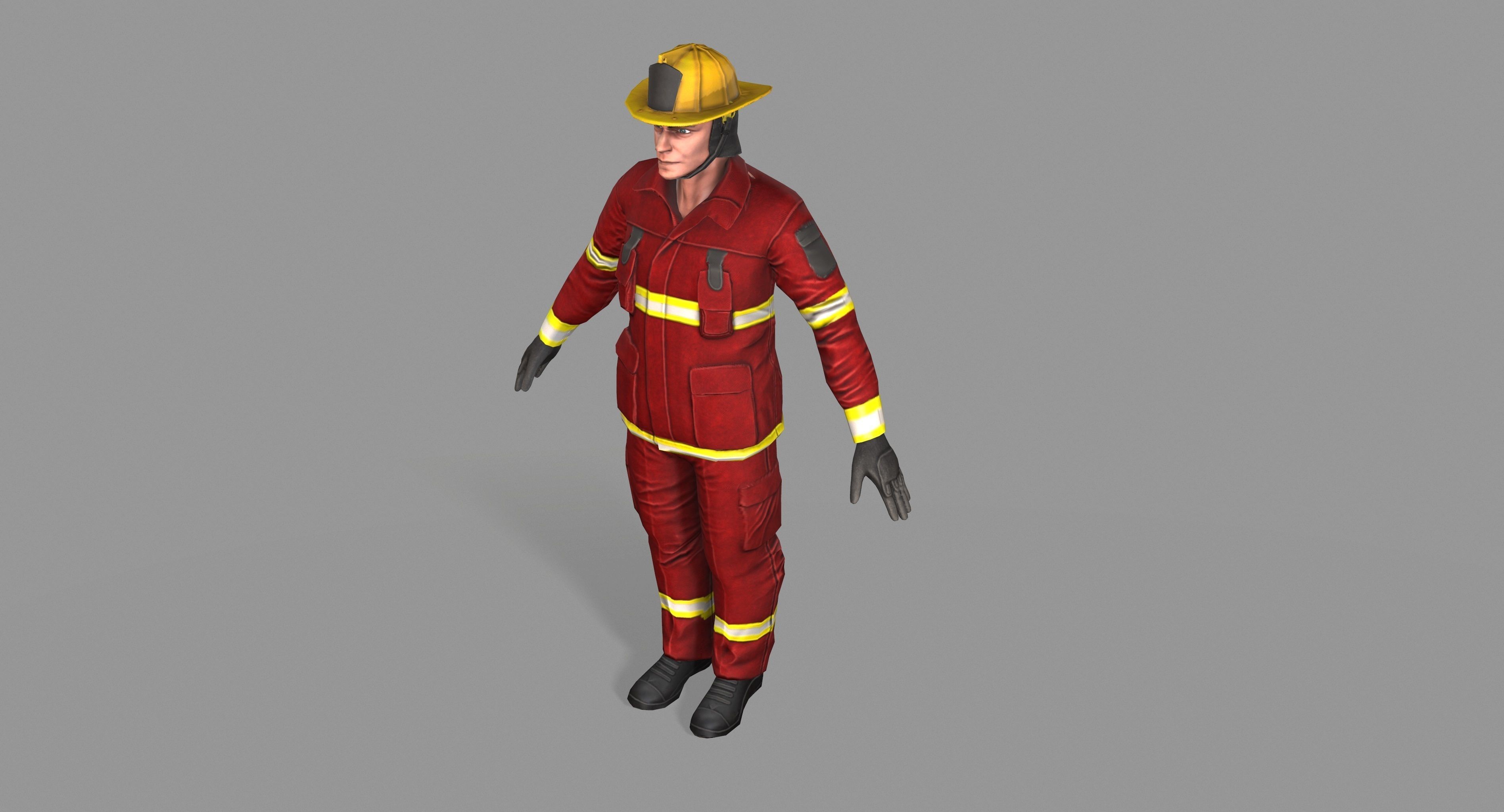 Fireman firefighter Low-poly 3D model_27