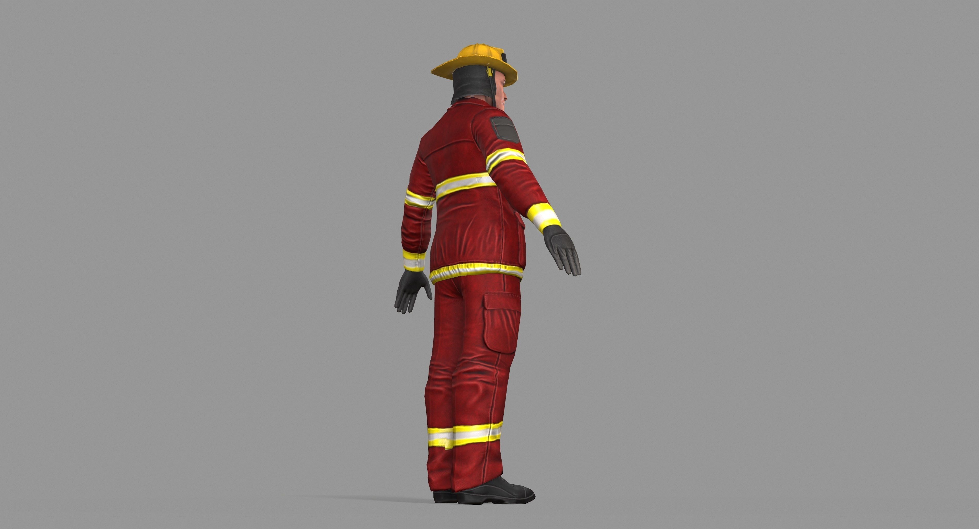 Fireman firefighter Low-poly 3D model_33