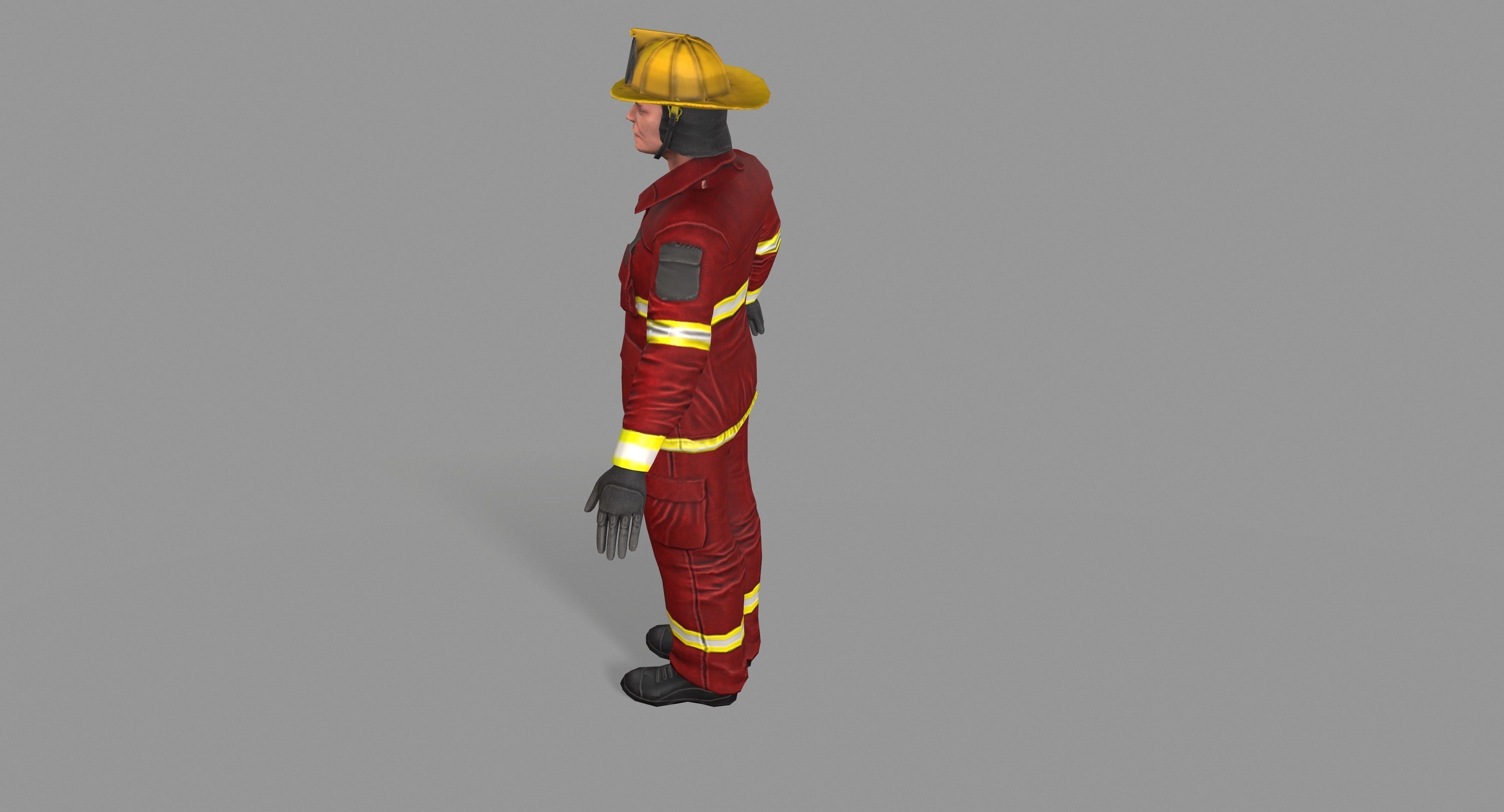 Fireman firefighter Low-poly 3D model_24