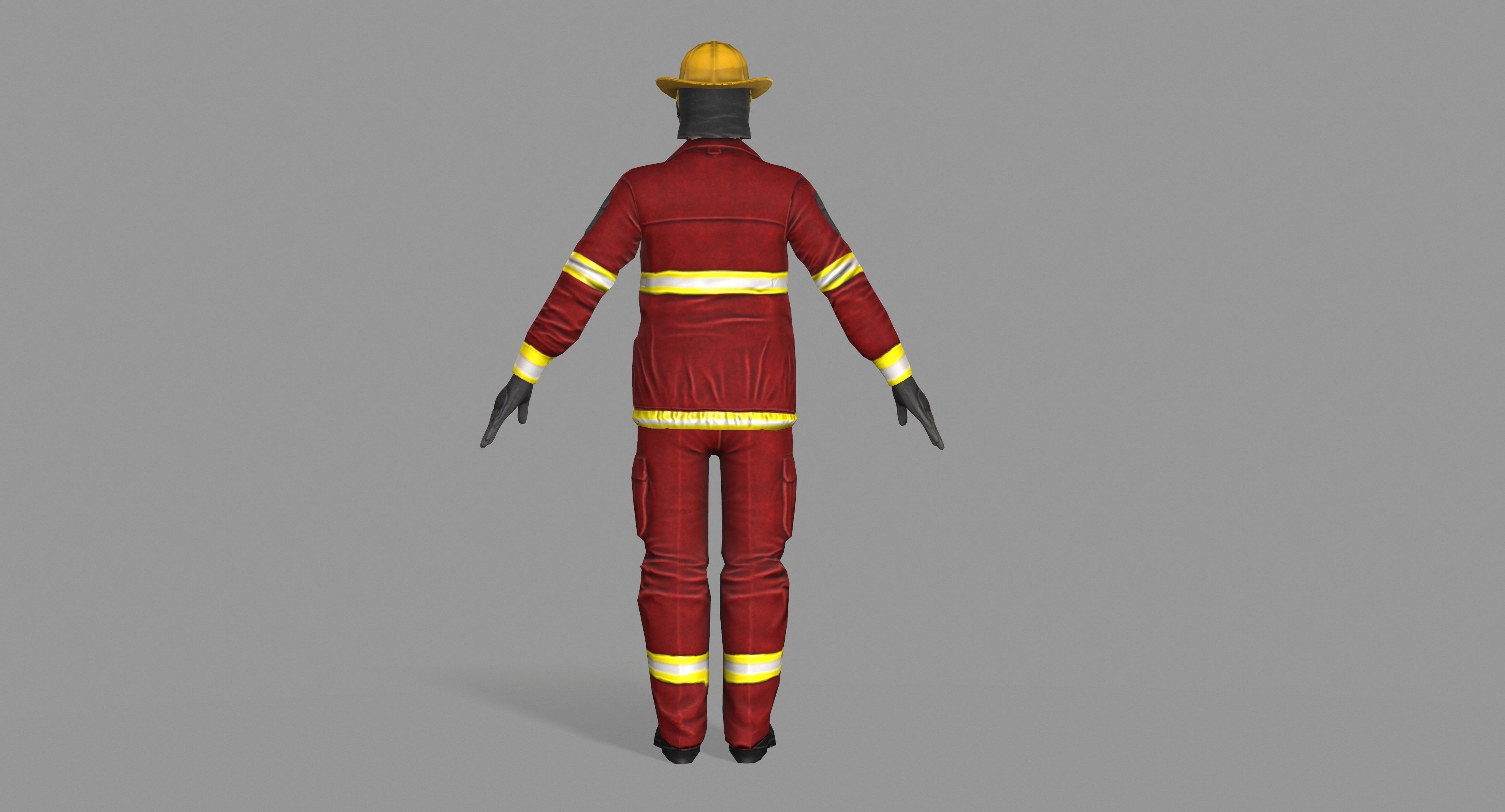 Fireman firefighter Low-poly 3D model_8
