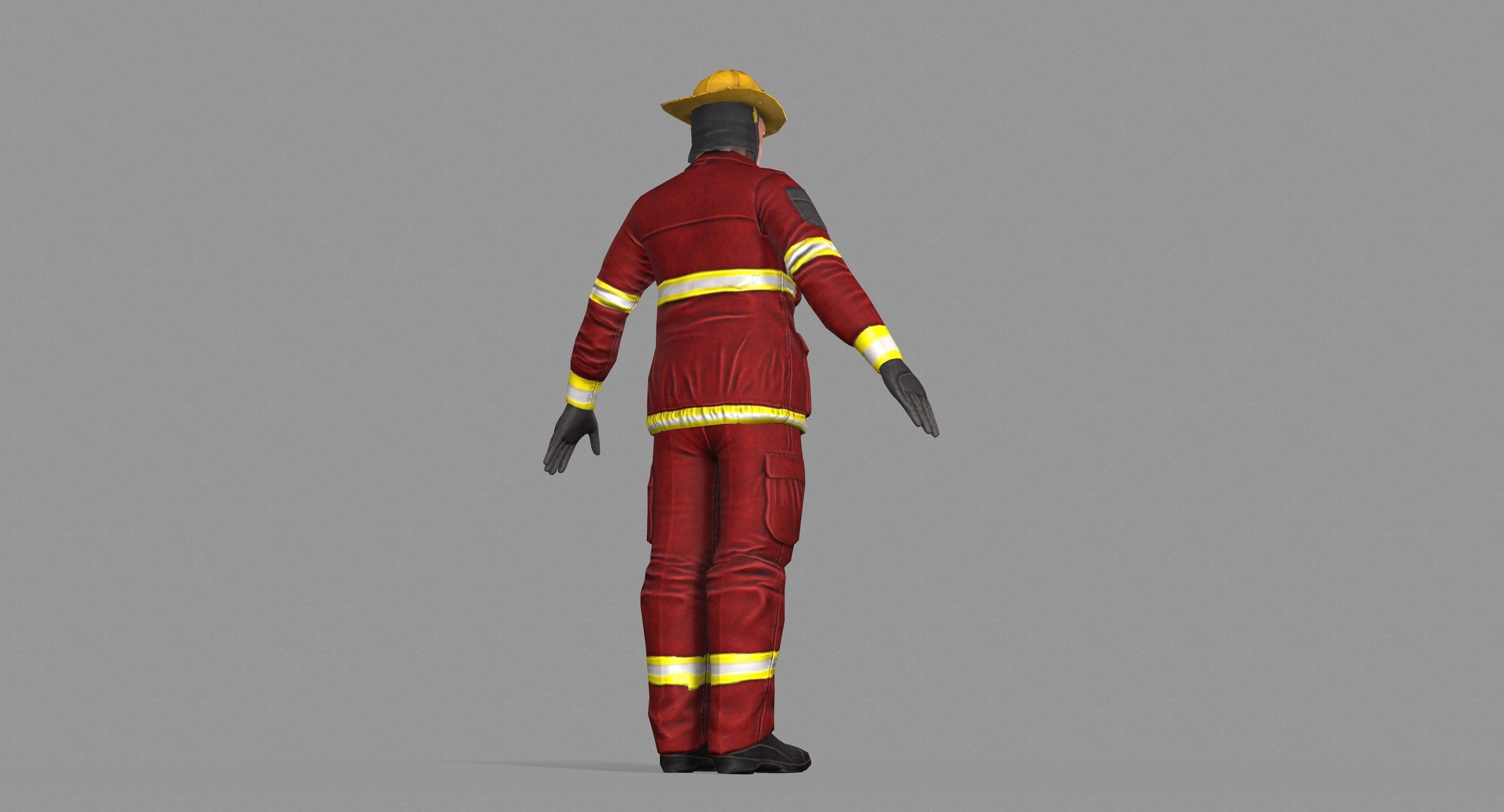 Fireman firefighter Low-poly 3D model_34
