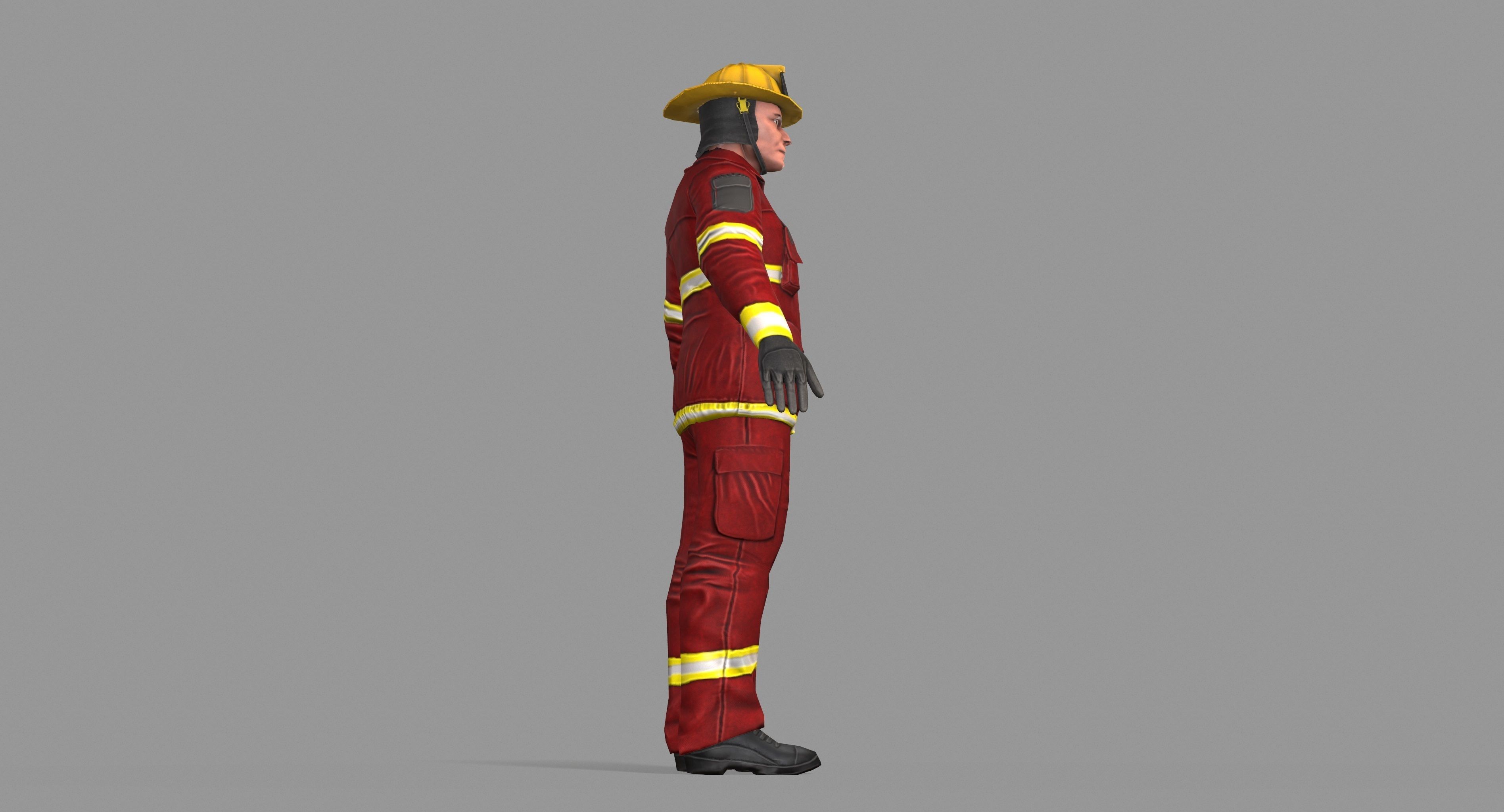 Fireman firefighter Low-poly 3D model_31