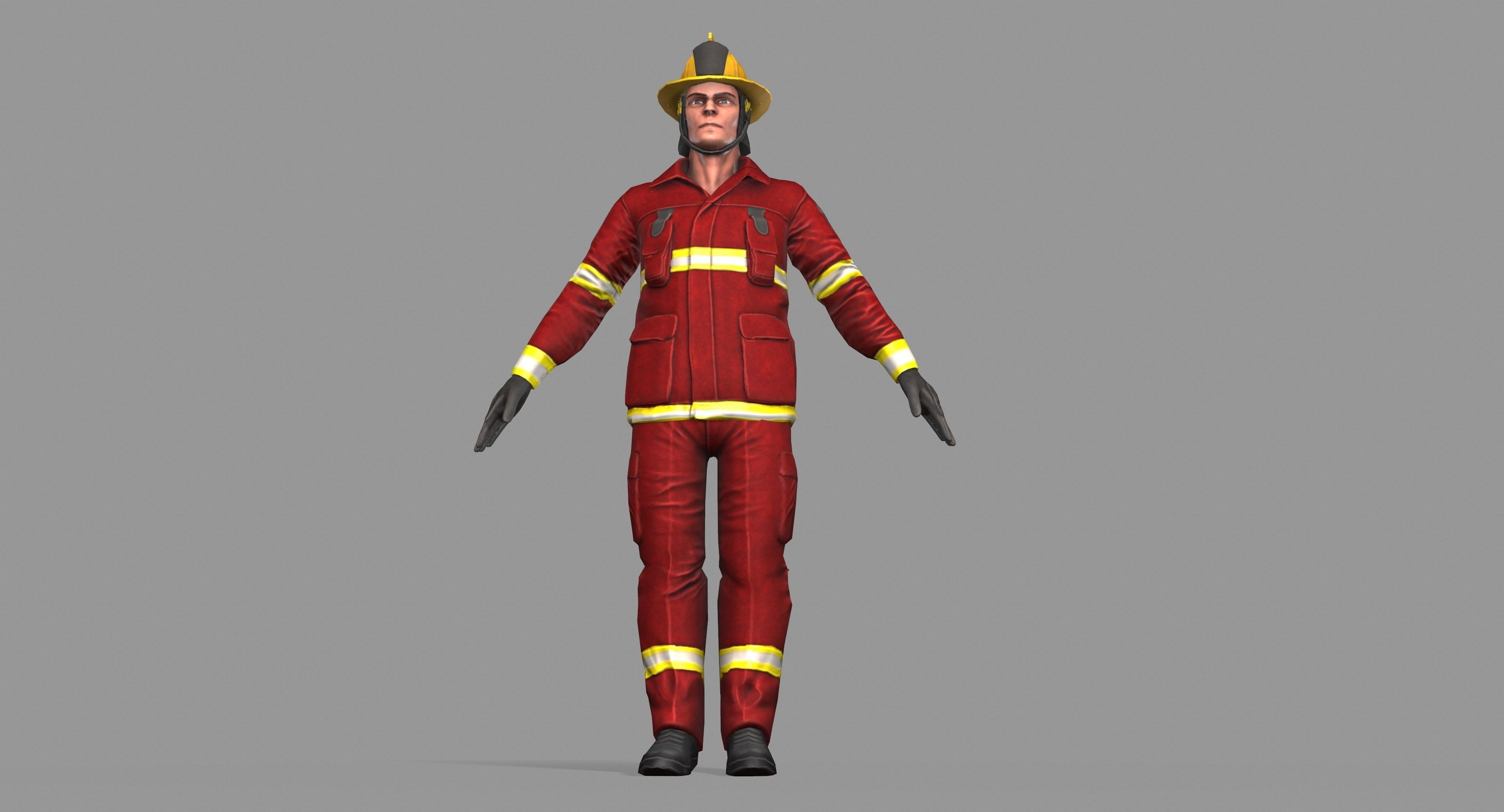 Fireman firefighter Low-poly 3D model_39