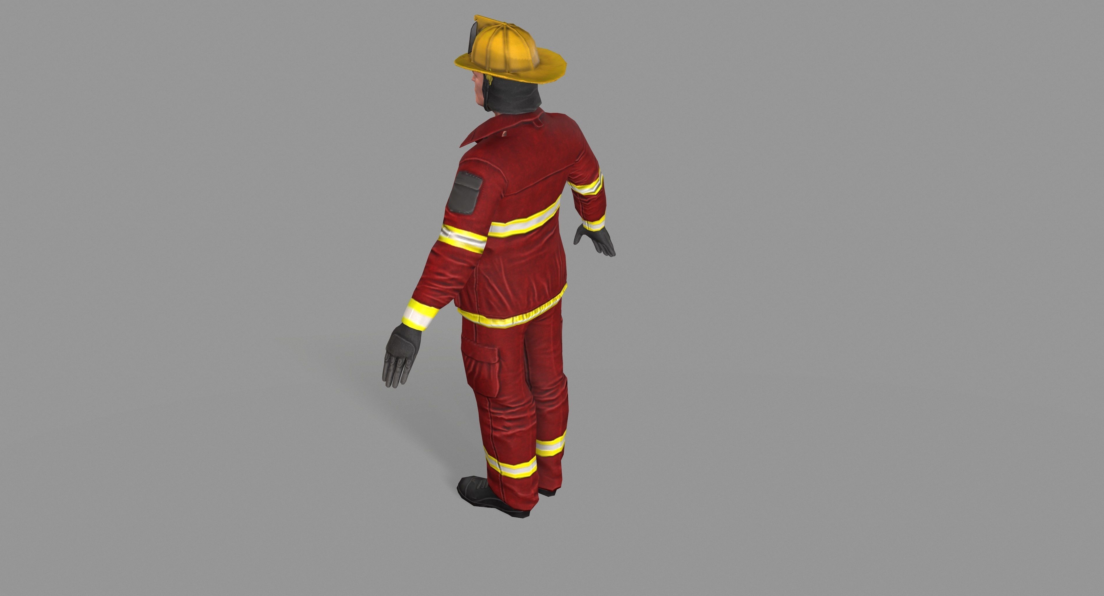 Fireman firefighter Low-poly 3D model_23