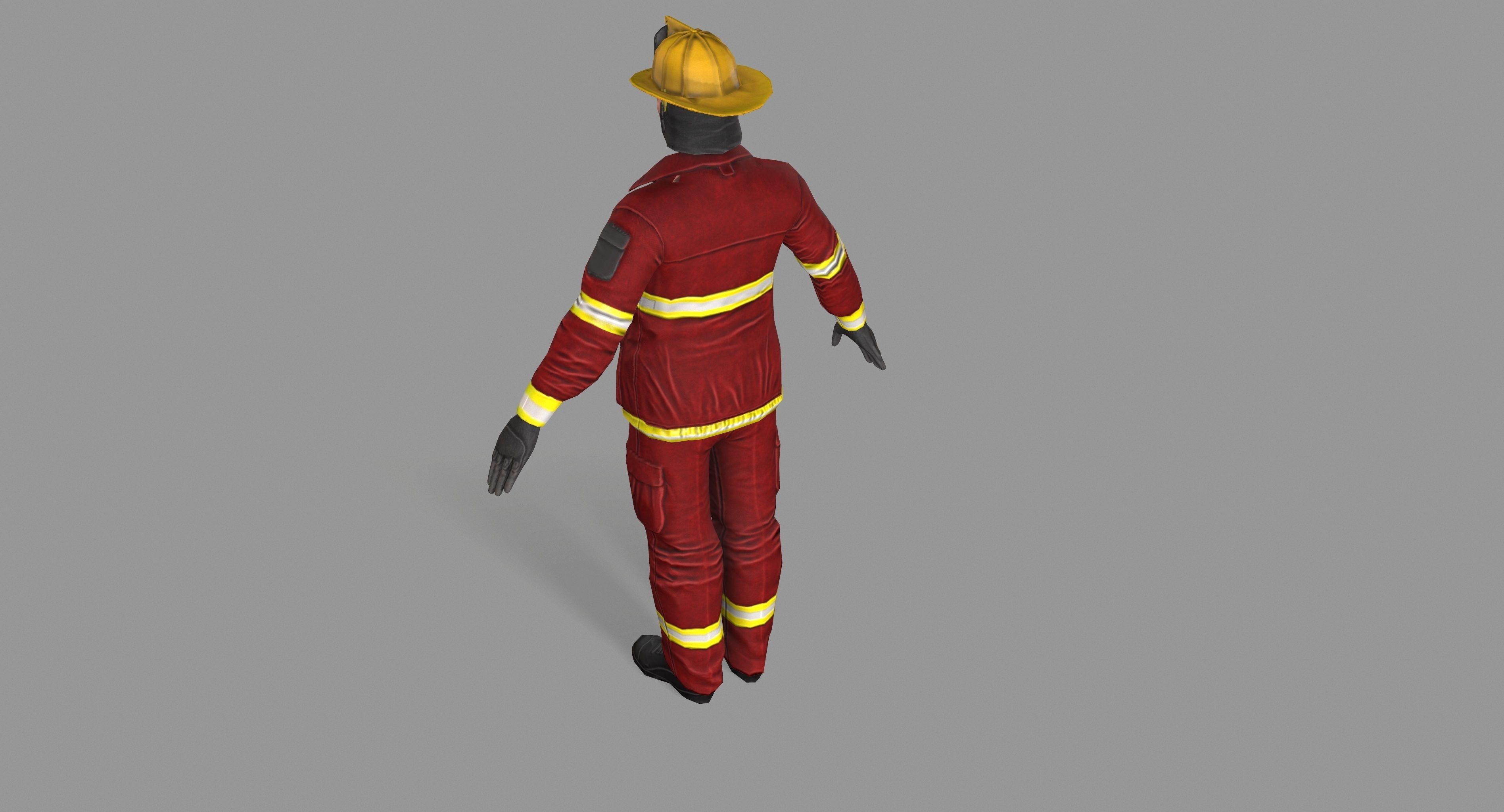 Fireman firefighter Low-poly 3D model_22