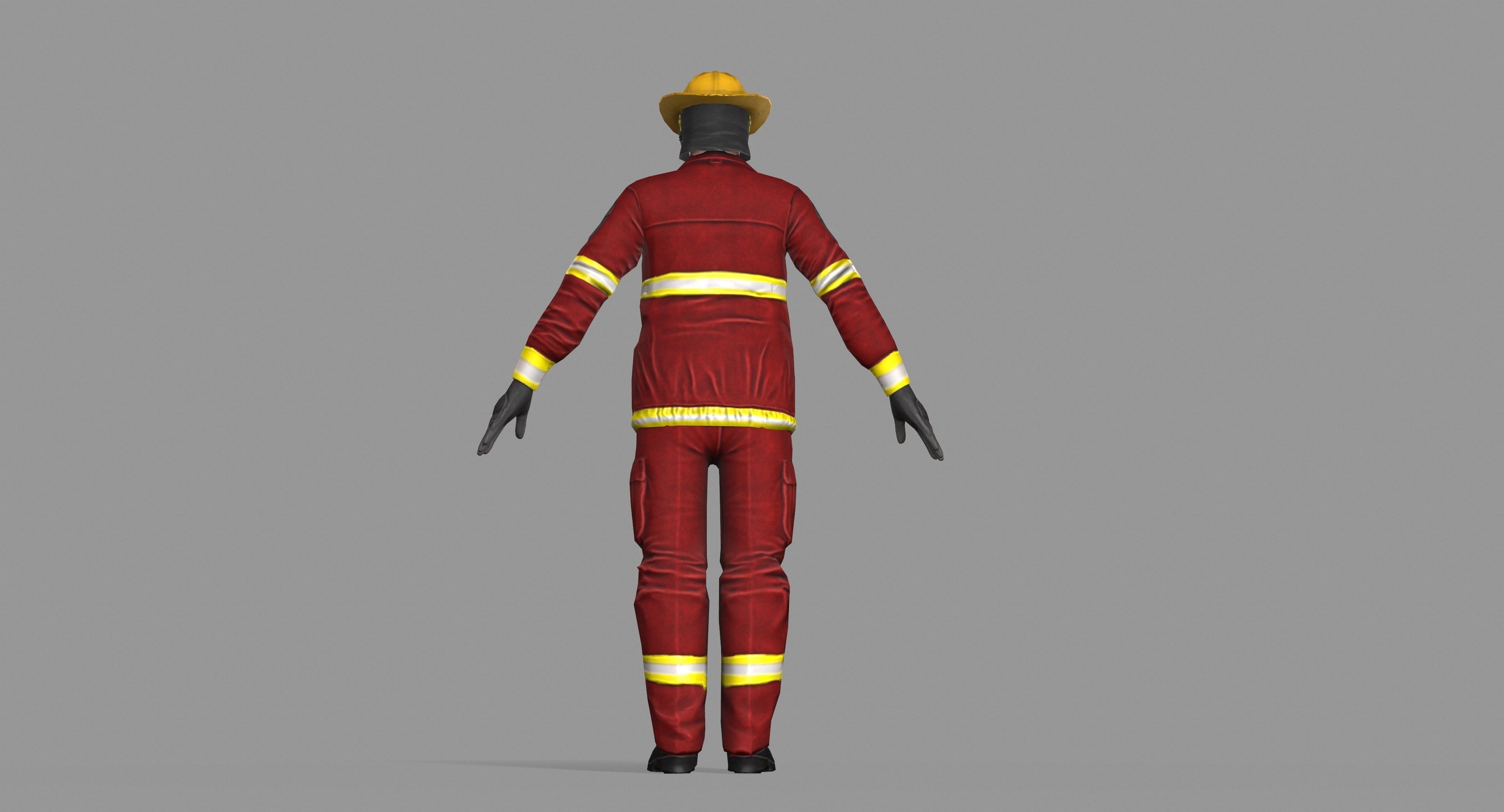 Fireman firefighter Low-poly 3D model_36