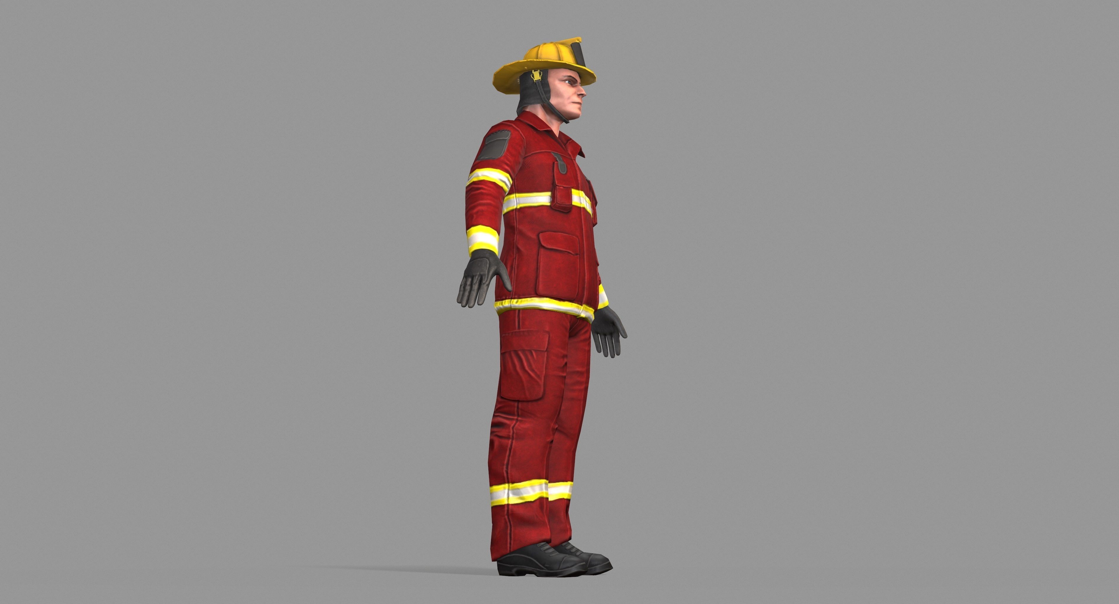 Fireman firefighter Low-poly 3D model_29