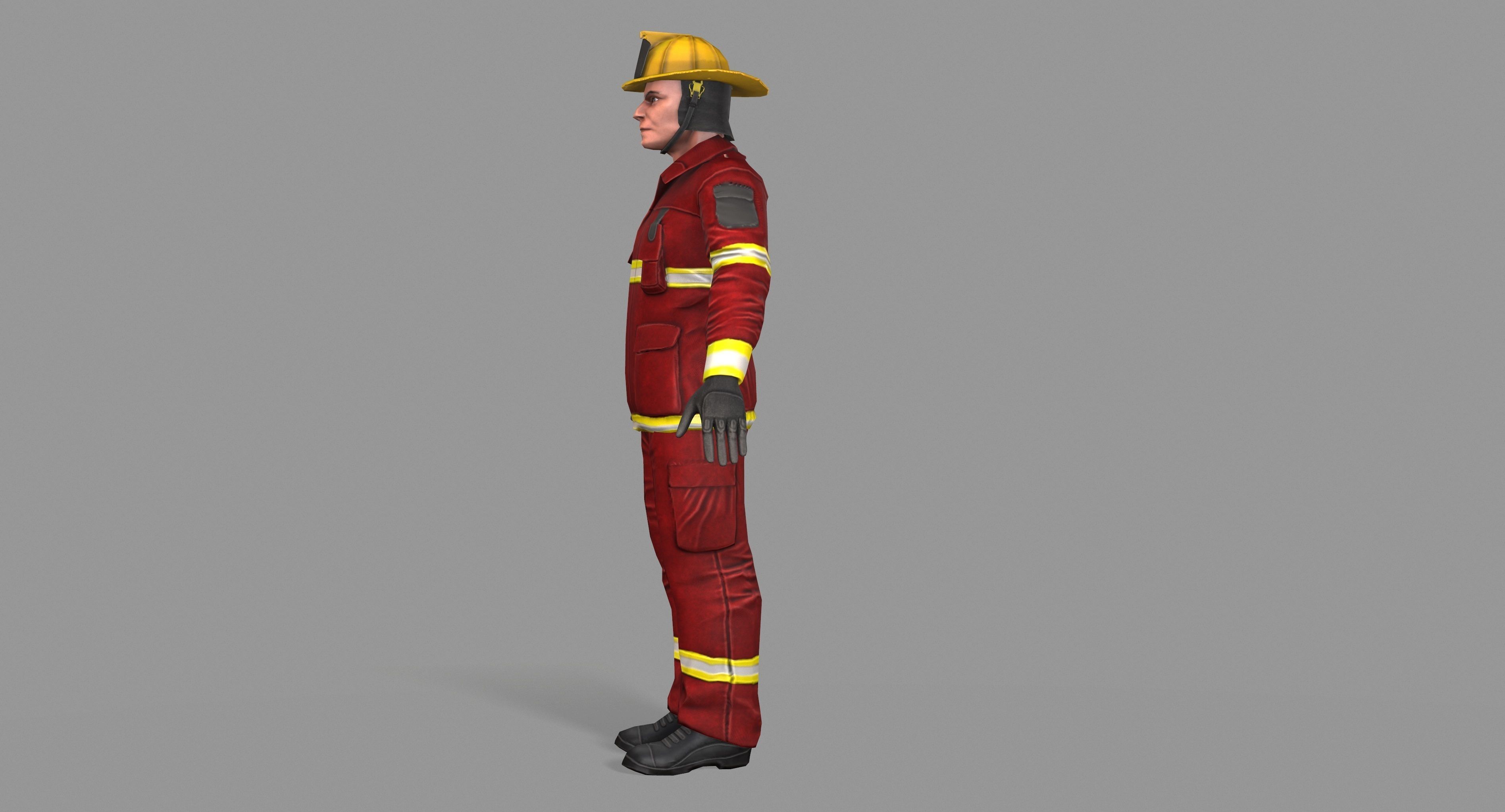 Fireman firefighter Low-poly 3D model_13