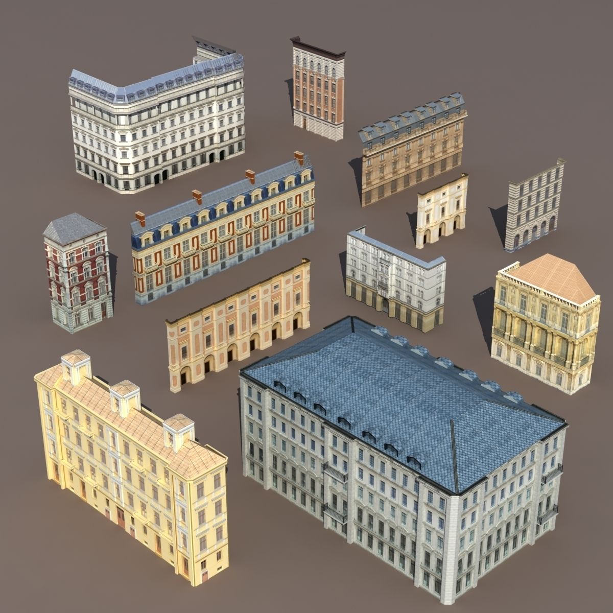 Neoclassical Building Pack Low poly Low-poly 3D model_3
