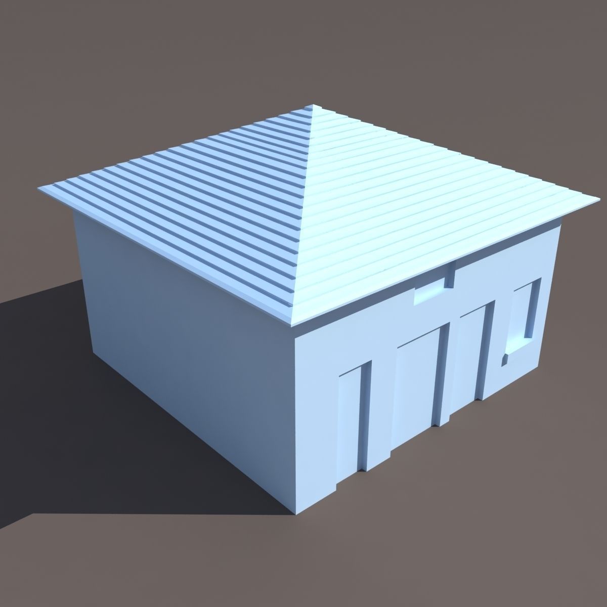 Barn 3 Low poly 3d Model old brick building with roof 3D model_7