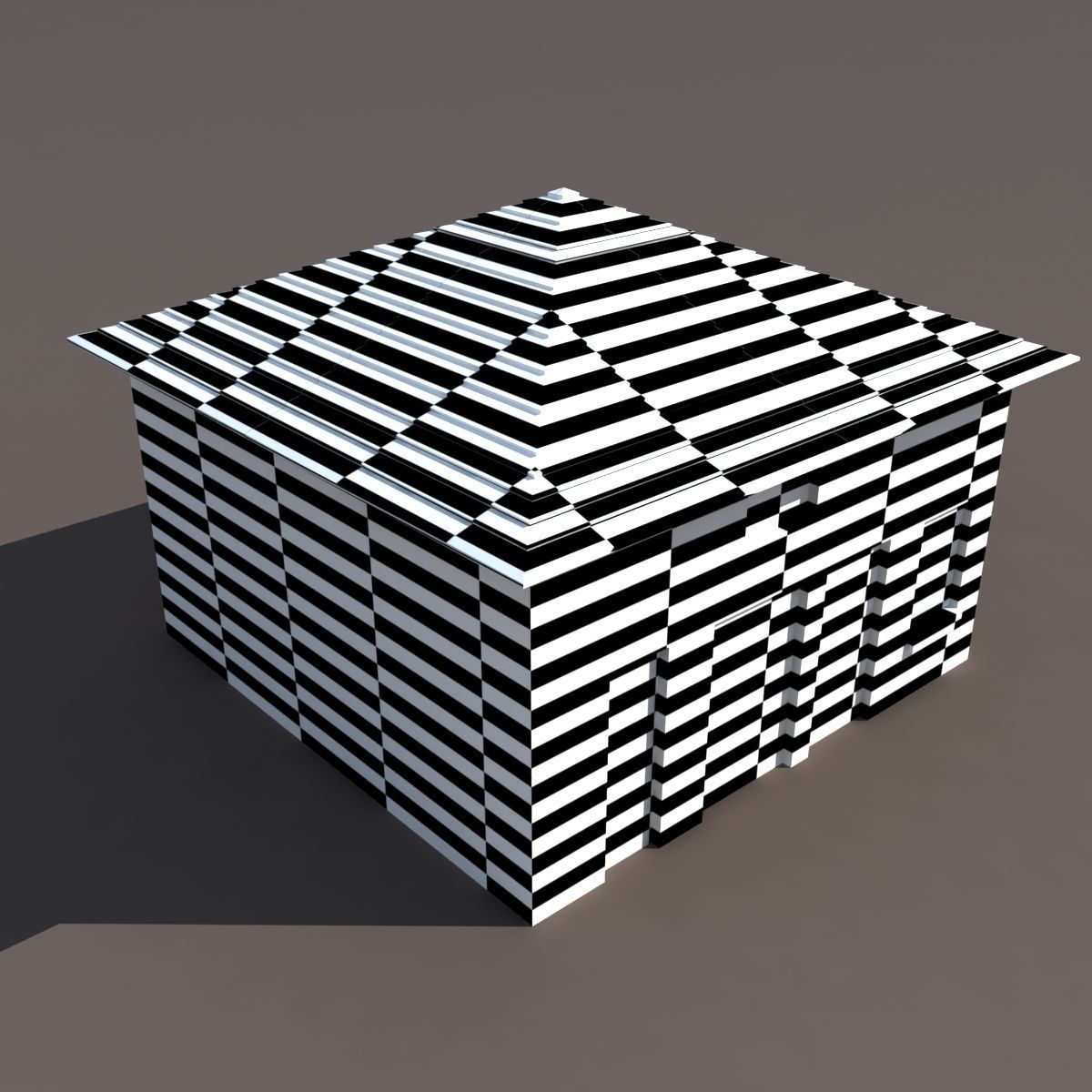 Barn 3 Low poly 3d Model old brick building with roof 3D model_6