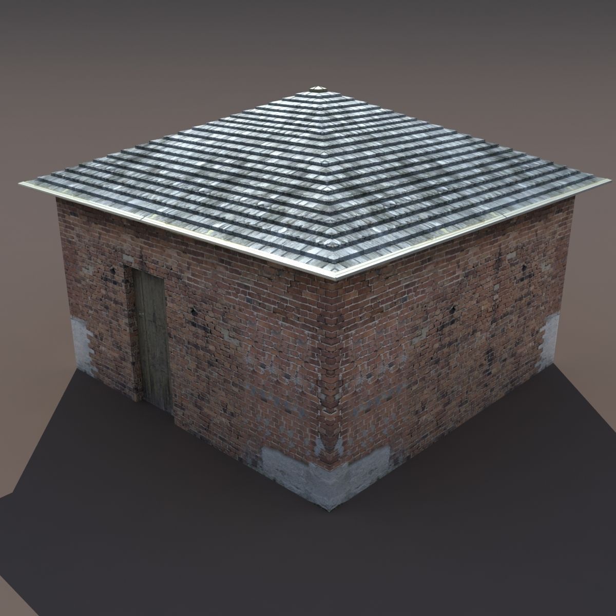 Barn 3 Low poly 3d Model old brick building with roof 3D model_3