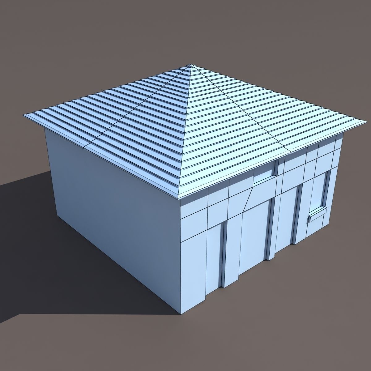 Barn 3 Low poly 3d Model old brick building with roof 3D model_5