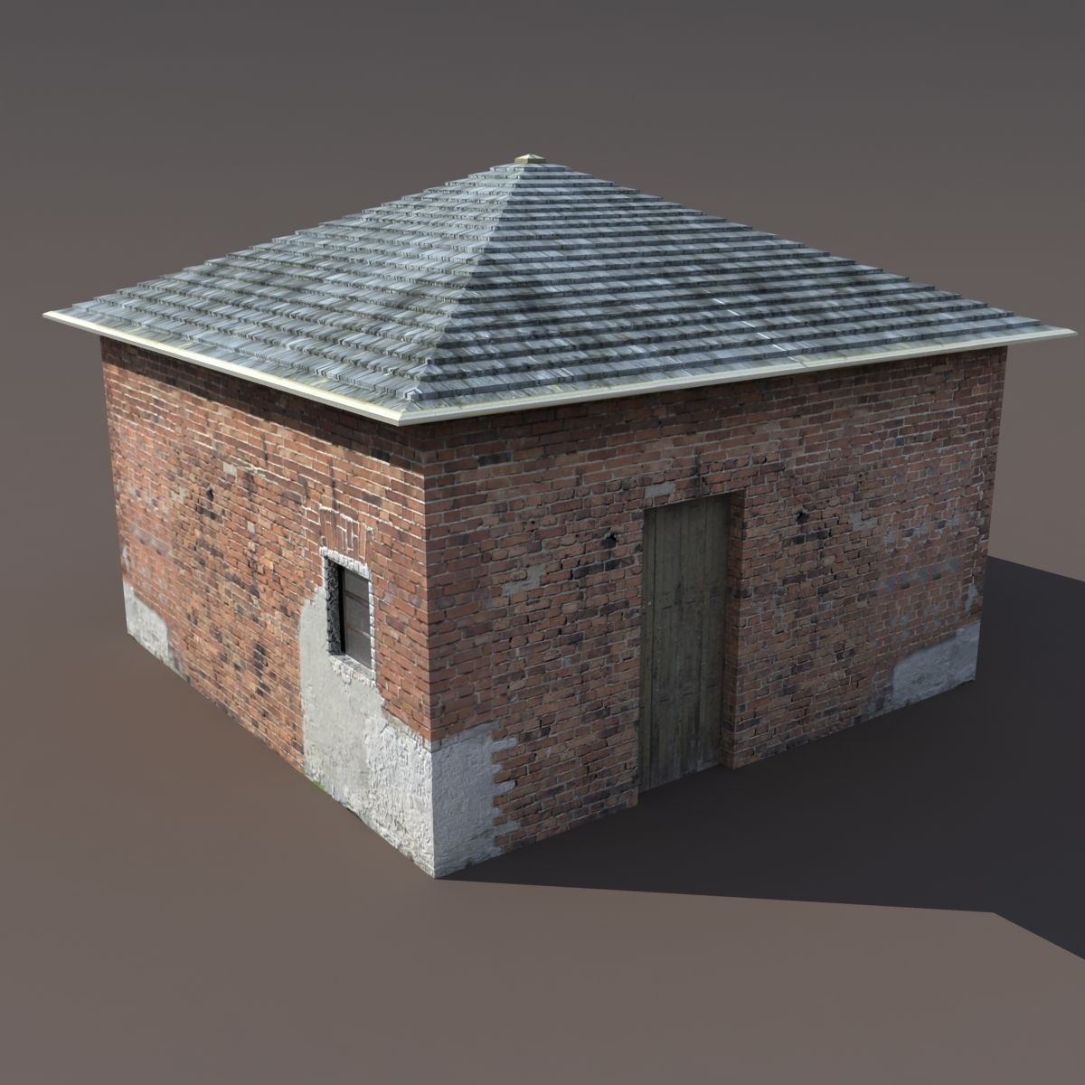 Barn 3 Low poly 3d Model old brick building with roof 3D model_2