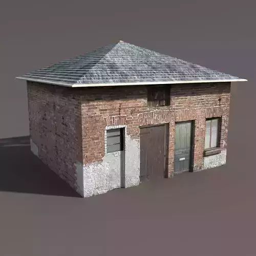 Barn 3 Low poly 3d Model old brick building with roof