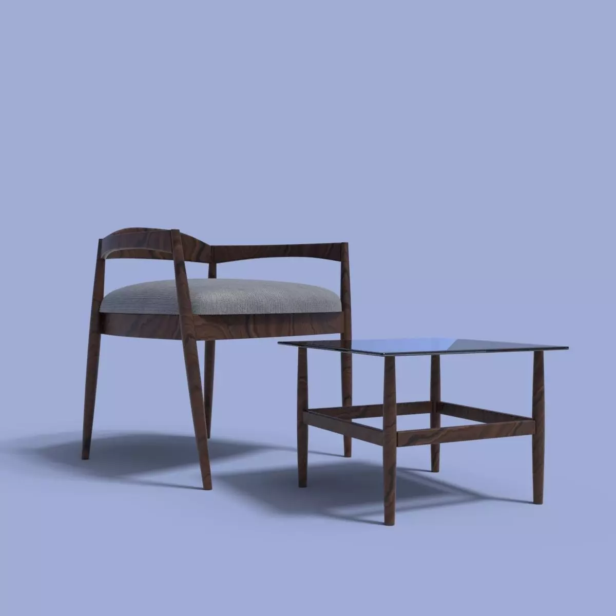ArmChair chair and coffee table Free low-poly 3D model