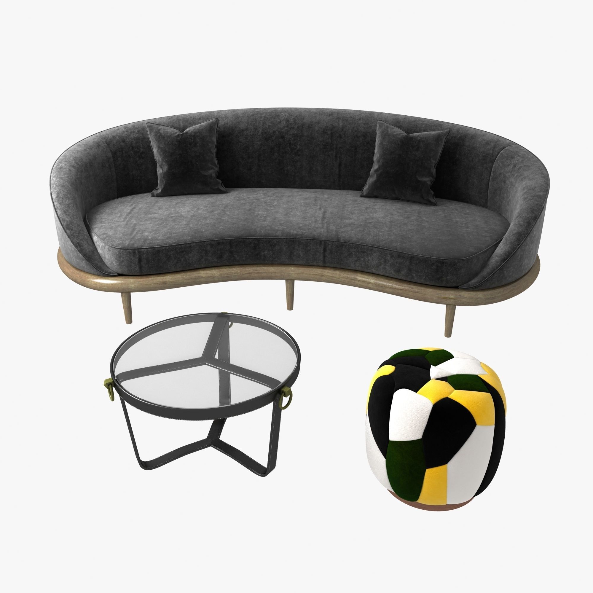 Rudin sofa adnet table and ammolite stool 3D model_4