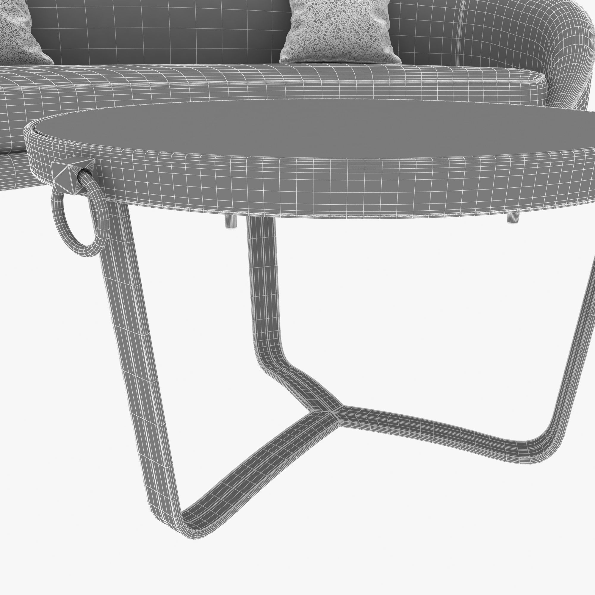 Rudin sofa adnet table and ammolite stool 3D model_10