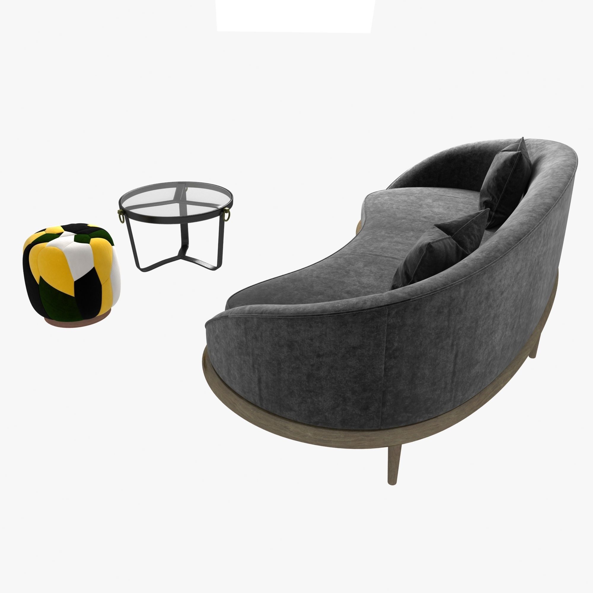 Rudin sofa adnet table and ammolite stool 3D model_3