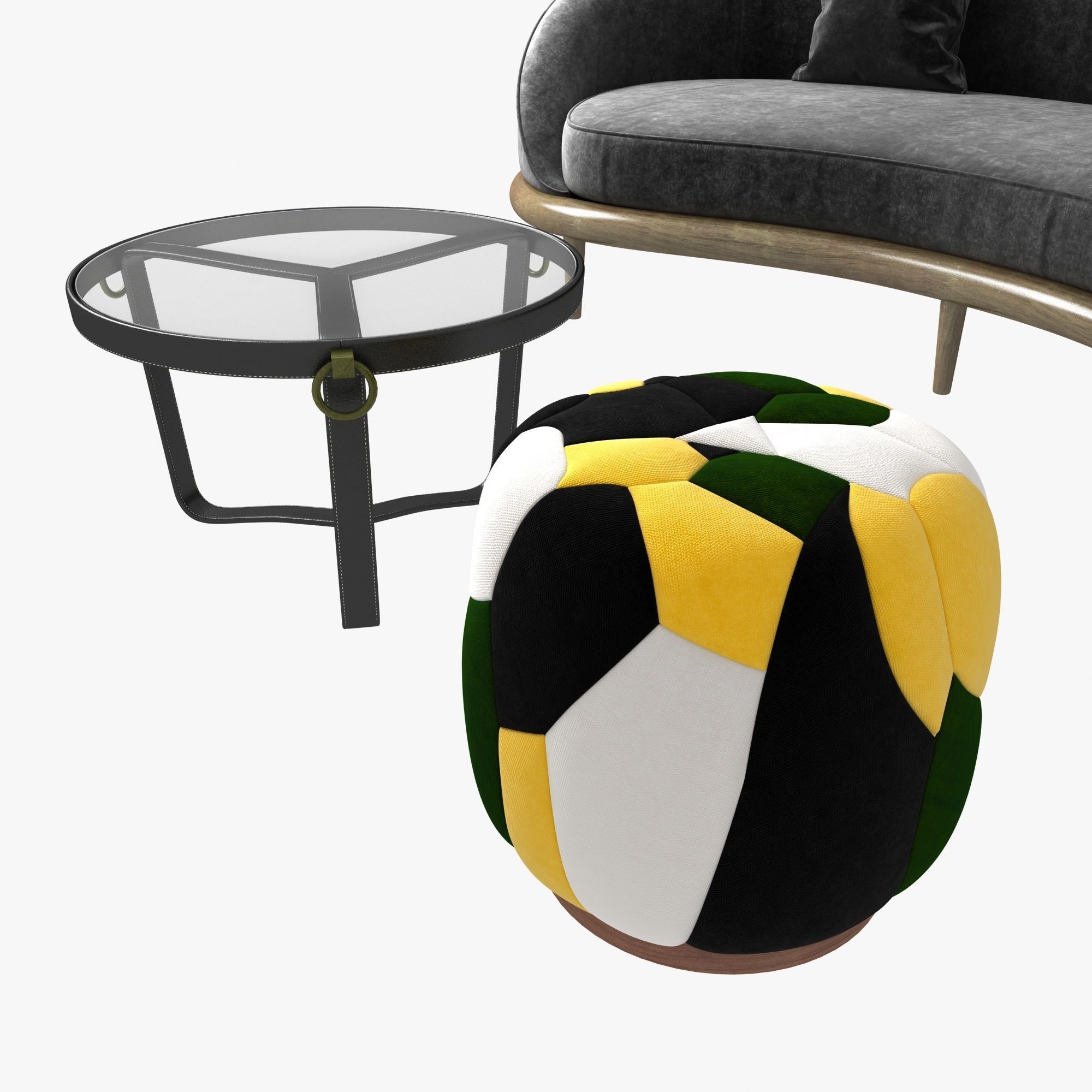 Rudin sofa adnet table and ammolite stool 3D model_1