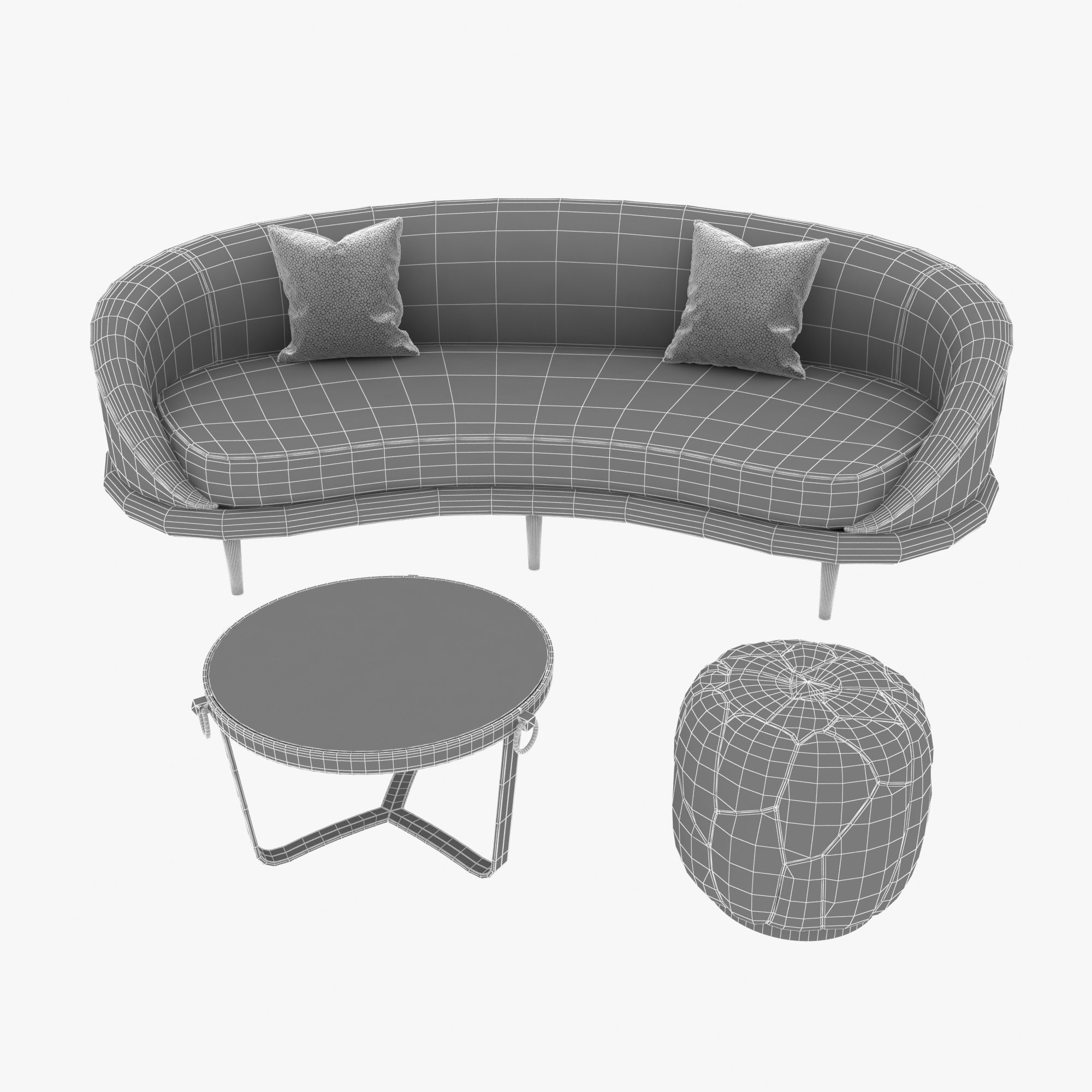 Rudin sofa adnet table and ammolite stool 3D model_7