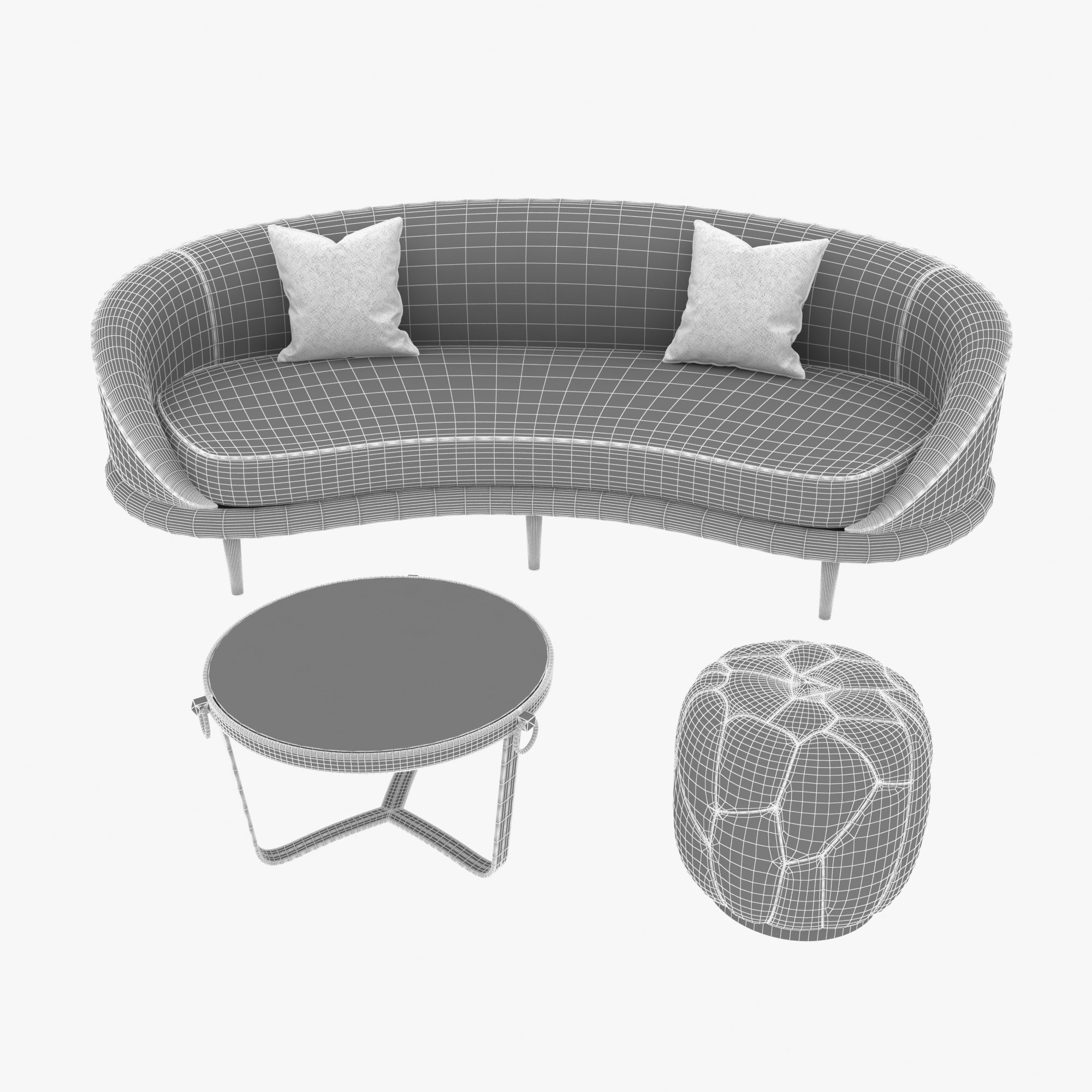 Rudin sofa adnet table and ammolite stool 3D model_9