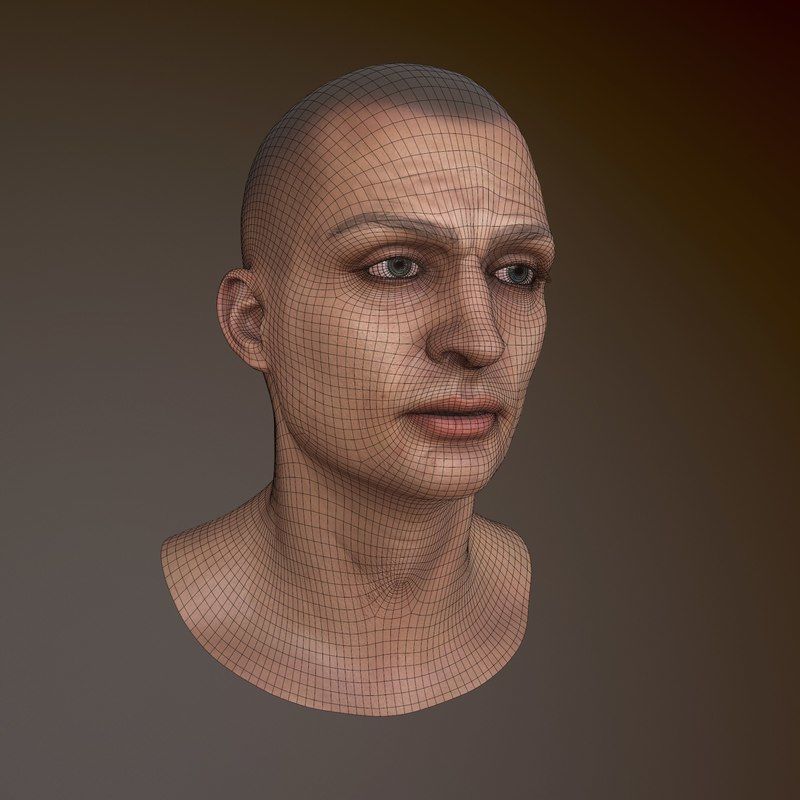 Character Head Low-poly 3D model_1