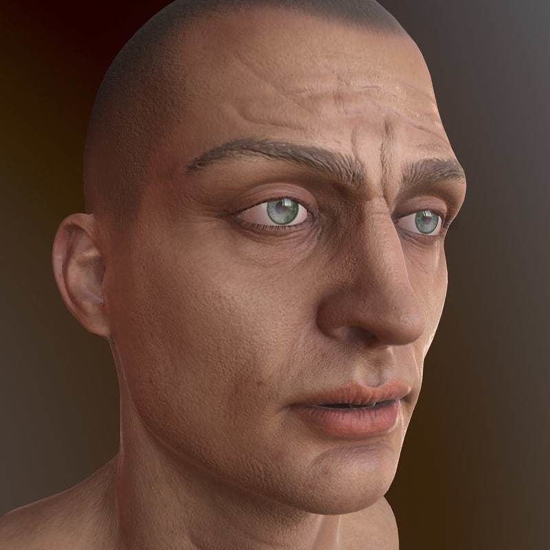Character Head Low-poly 3D model_9