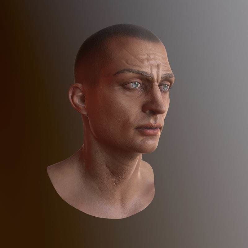 Character Head Low-poly 3D model_3