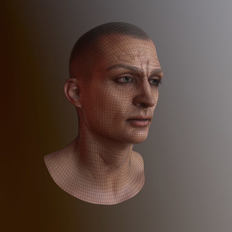 Character Head Low-poly 3D model_6