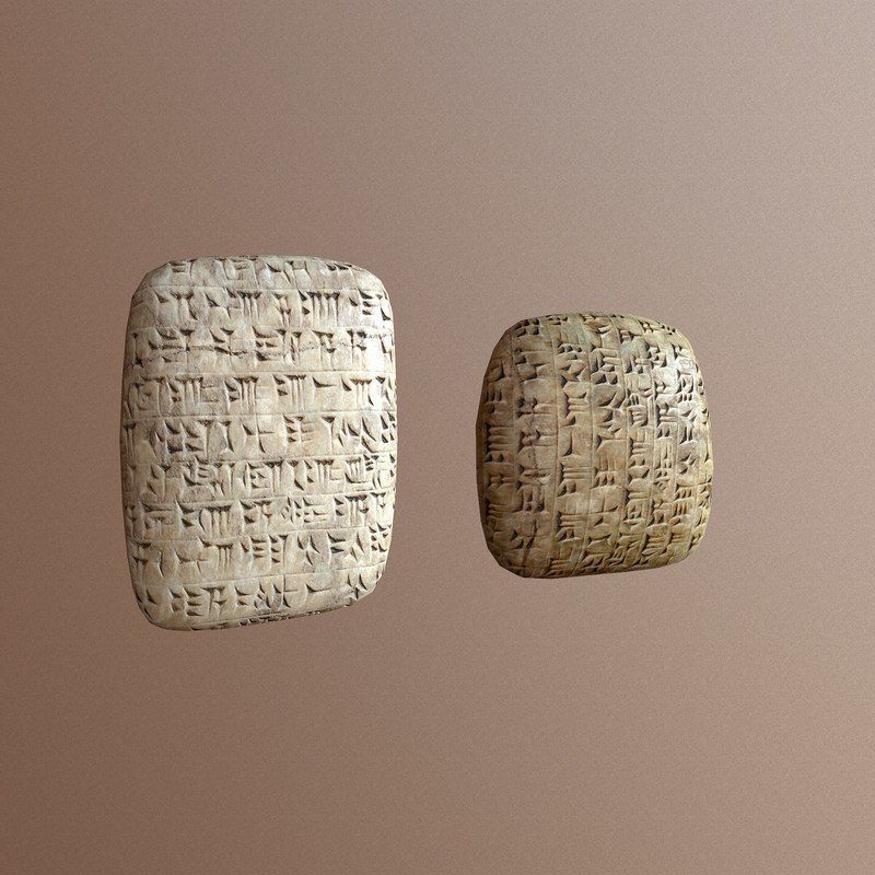 Cuneiform Clay Tablets Low-poly 3D model_5