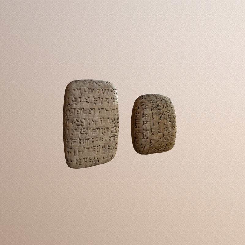 Cuneiform Clay Tablets Low-poly 3D model_6