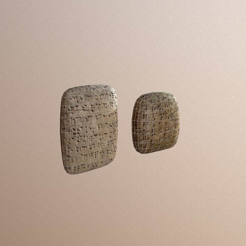 Cuneiform Clay Tablets Low-poly 3D model_1
