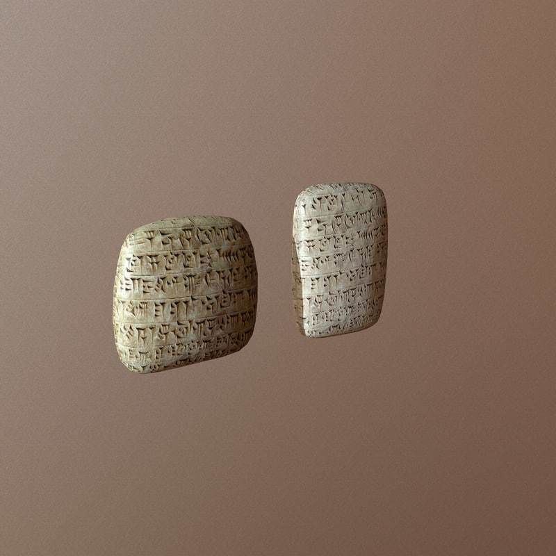 Cuneiform Clay Tablets Low-poly 3D model_3