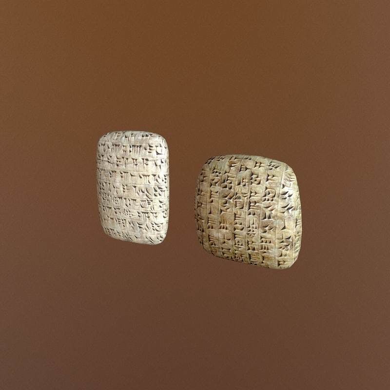 Cuneiform Clay Tablets Low-poly 3D model_4