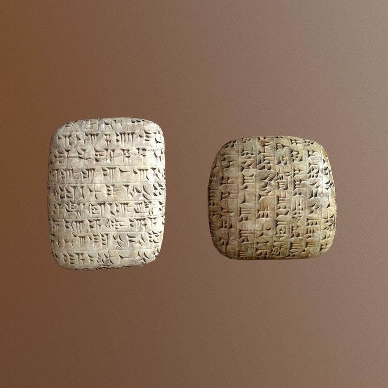Cuneiform Clay Tablets Low-poly 3D model_2