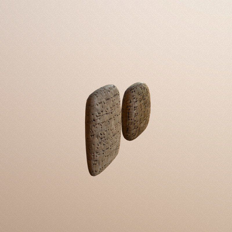 Cuneiform Clay Tablets Low-poly 3D model_7